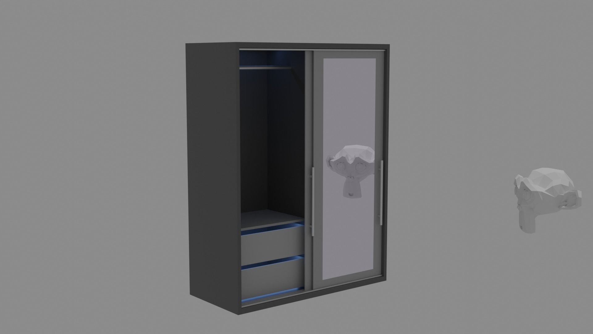 Wardrobe with drawers Free 3D model_2