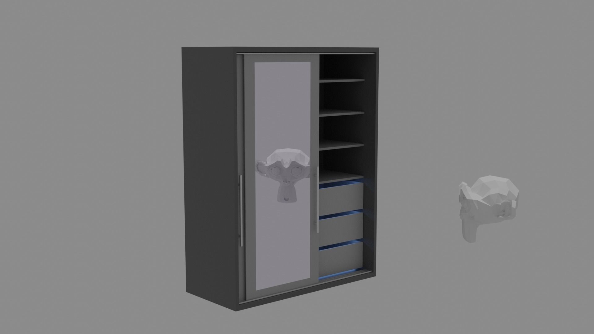 Wardrobe with drawers Free 3D model_1