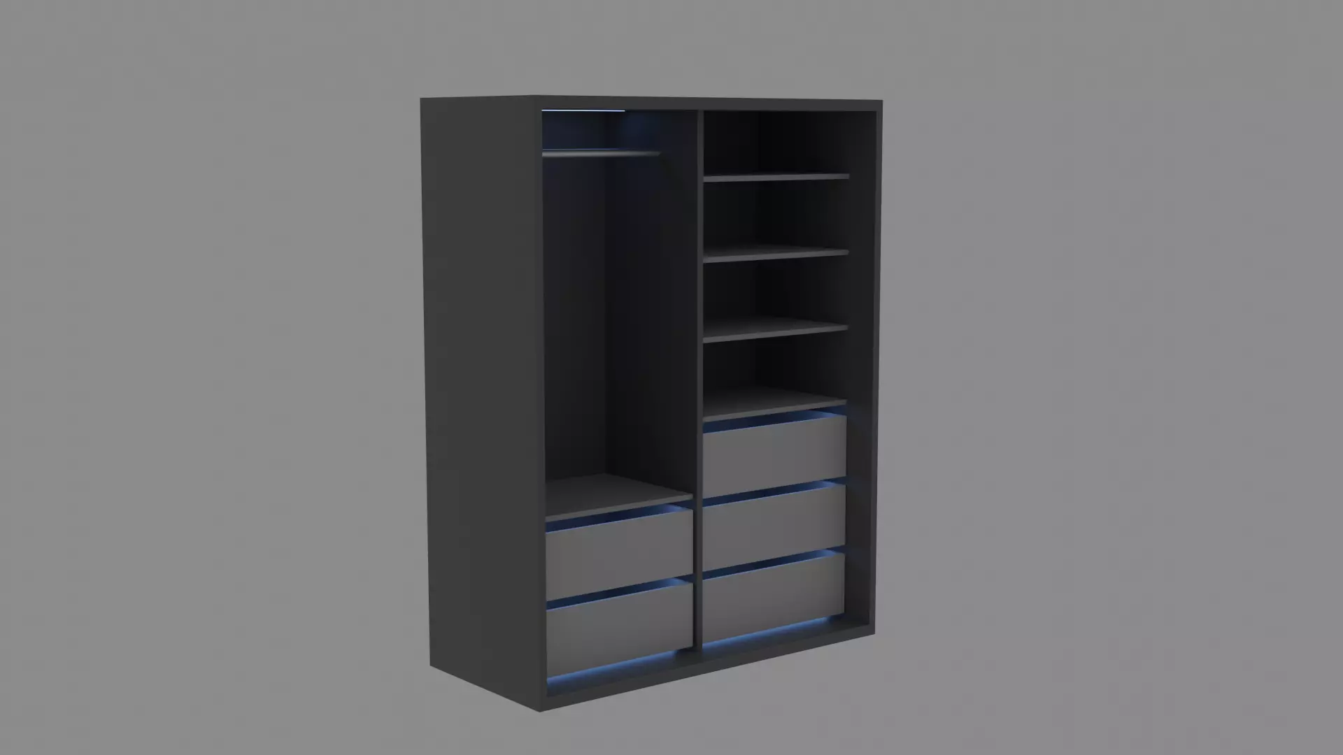 Wardrobe with drawers Free 3D model_0