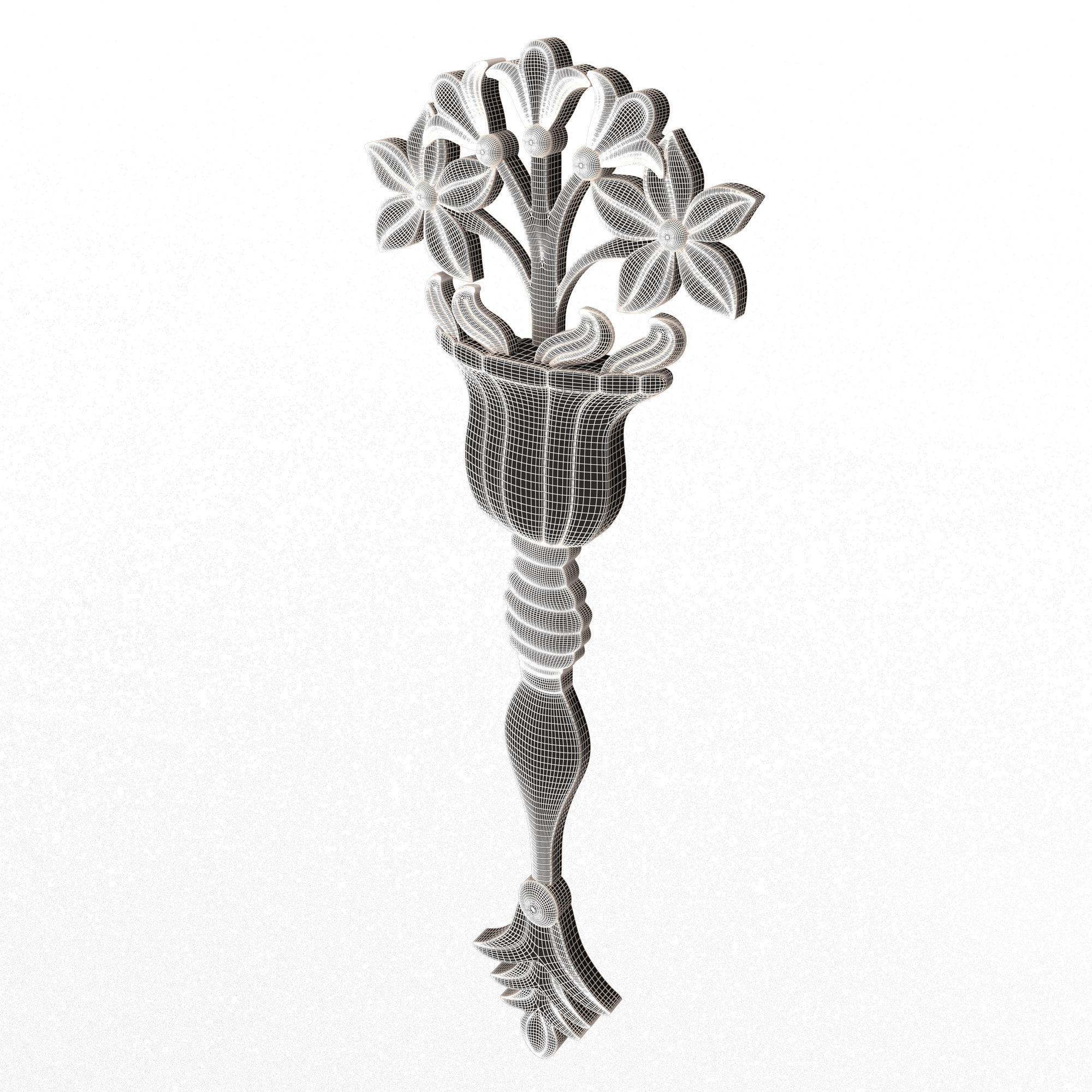Carved Flower Decor 03 Low-poly 3D model_8
