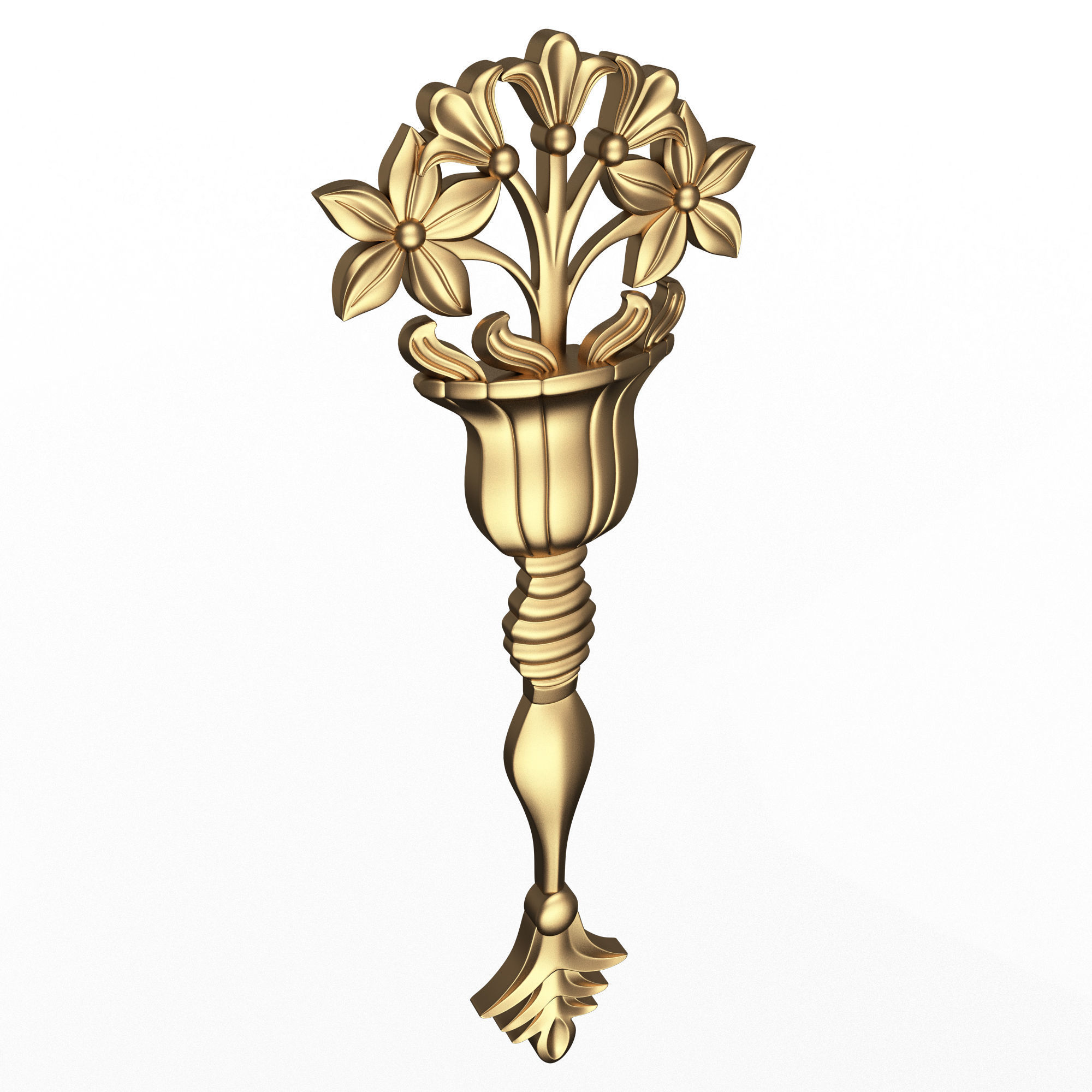 Carved Flower Decor 03 Low-poly 3D model_1