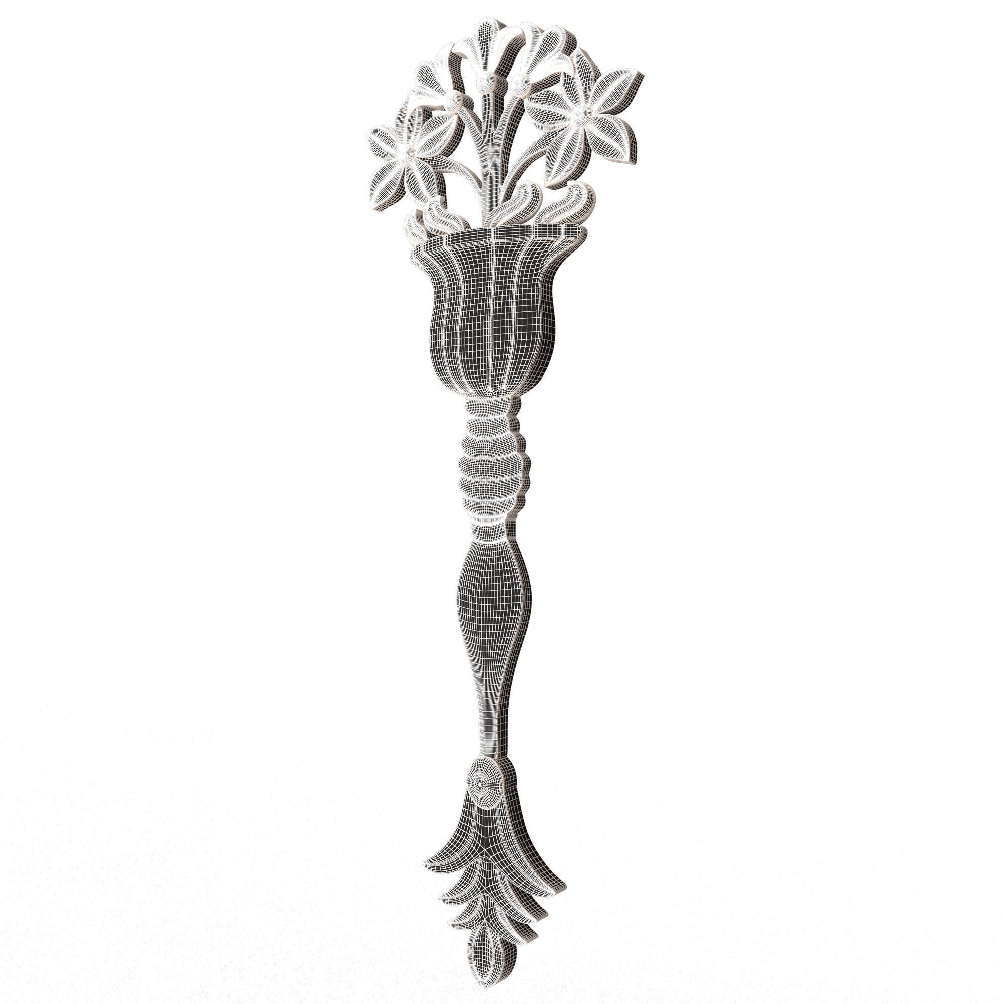 Carved Flower Decor 03 Low-poly 3D model_10