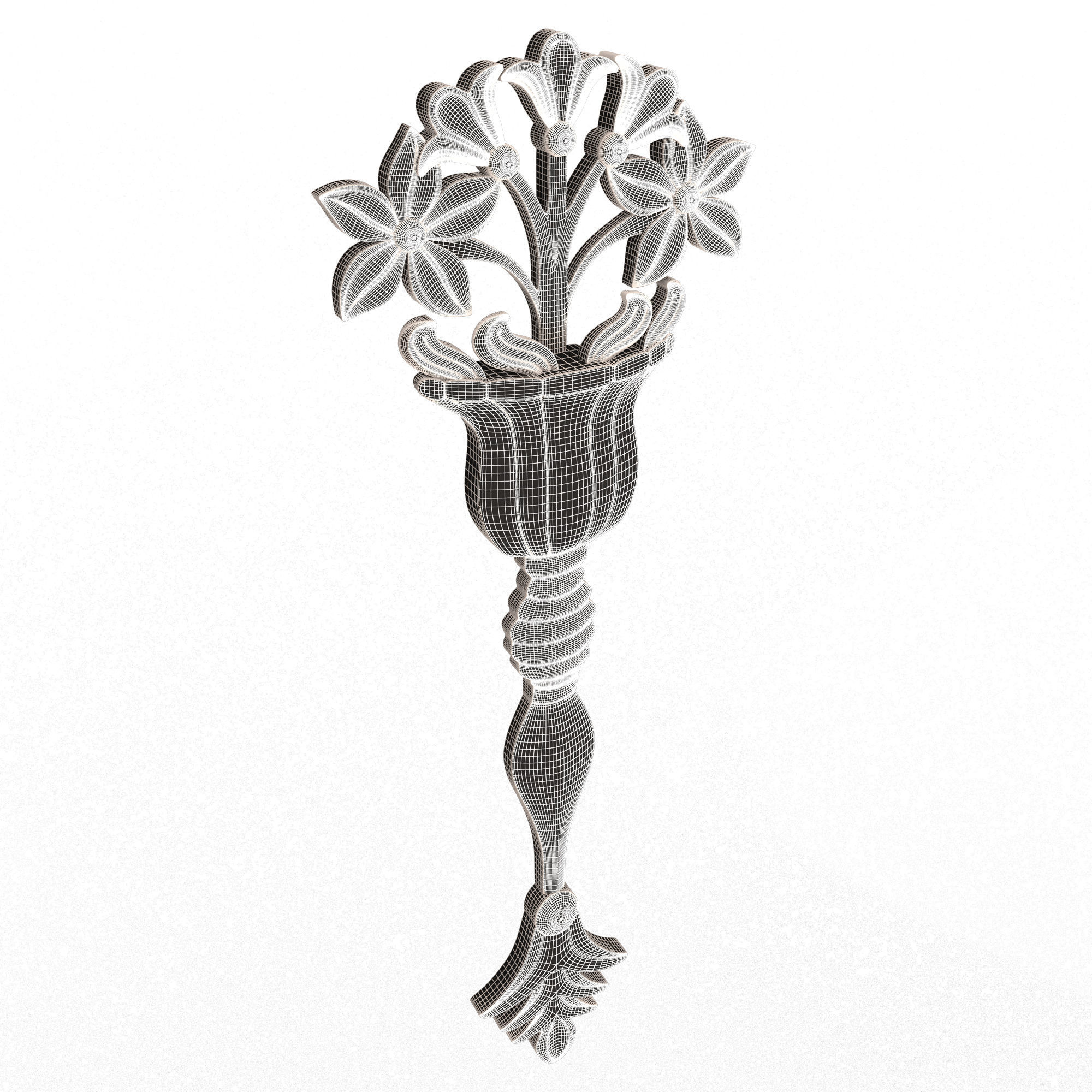 Carved Flower Decor 03 Low-poly 3D model_7
