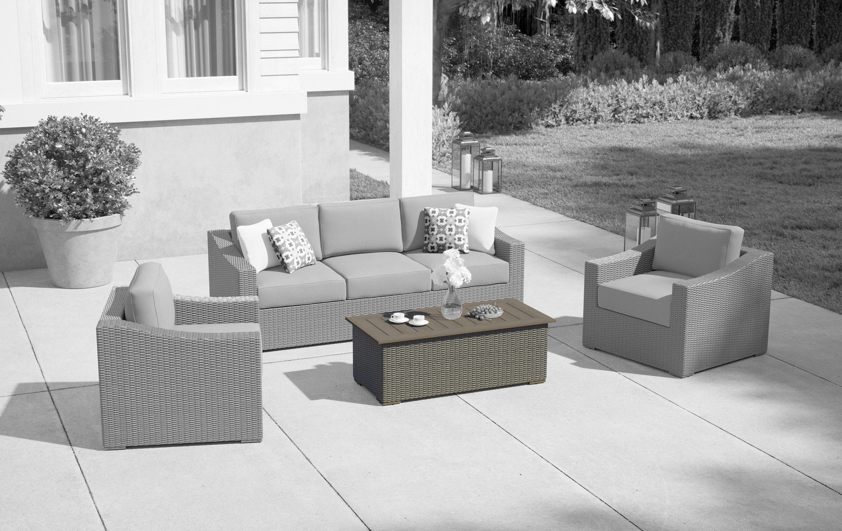 OVE Victoria 4 pieces Conversation Set Table 3D model_8