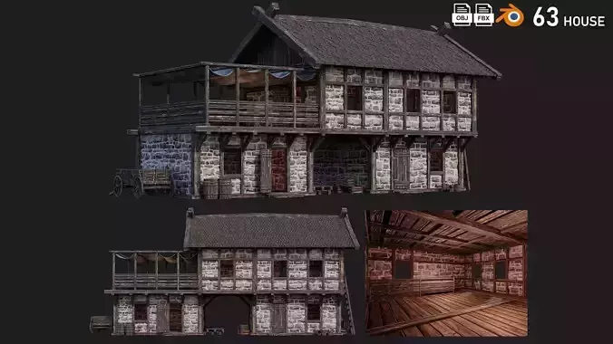 Old Medieval Building House 4K Textures GameReady 63