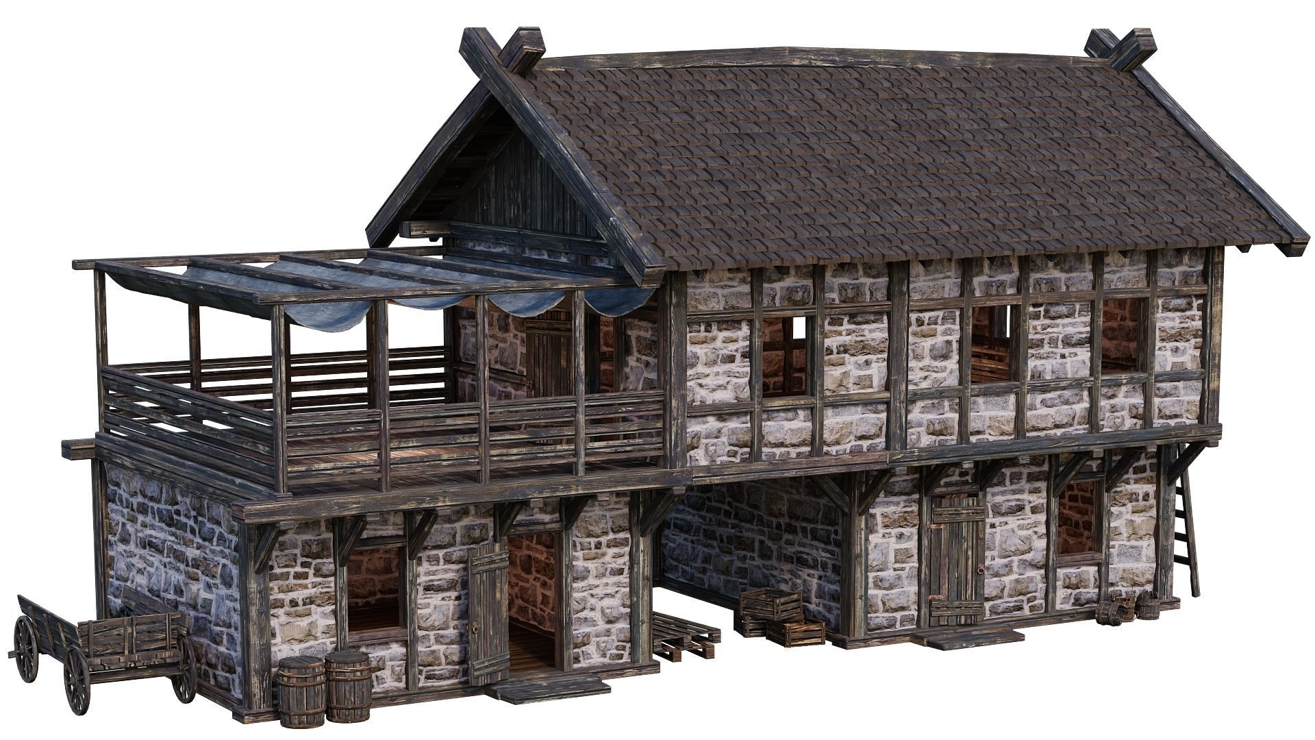 Old Medieval Building House 4K Textures GameReady 63 Low-poly 3D model_3