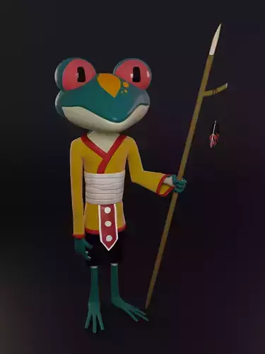 dweller frog holding stick 3D model