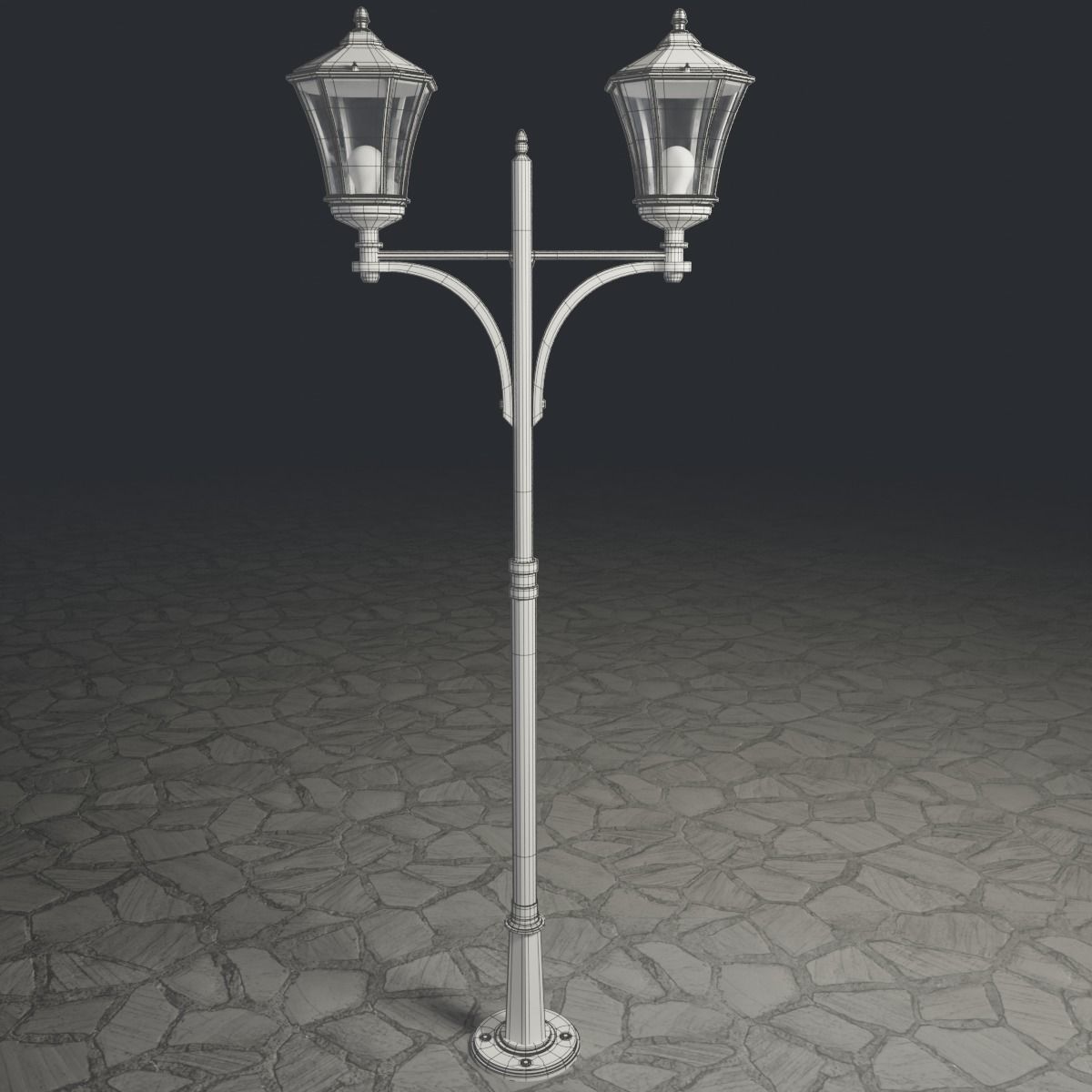 Standart Street Lamp whith double stand 3D model_5