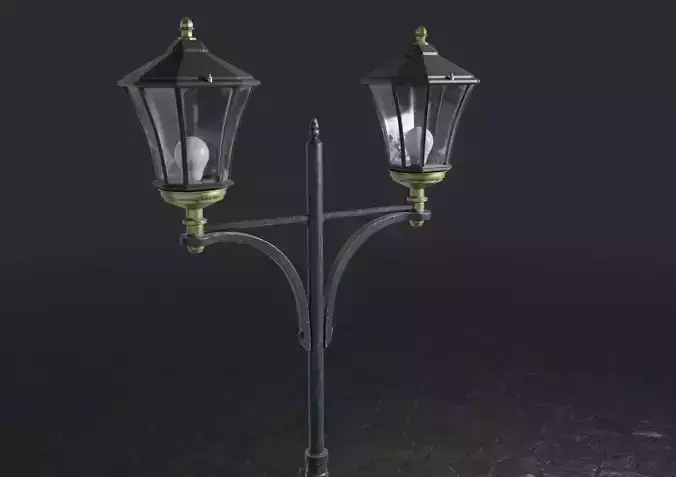 Standart Street Lamp whith double stand 3D model