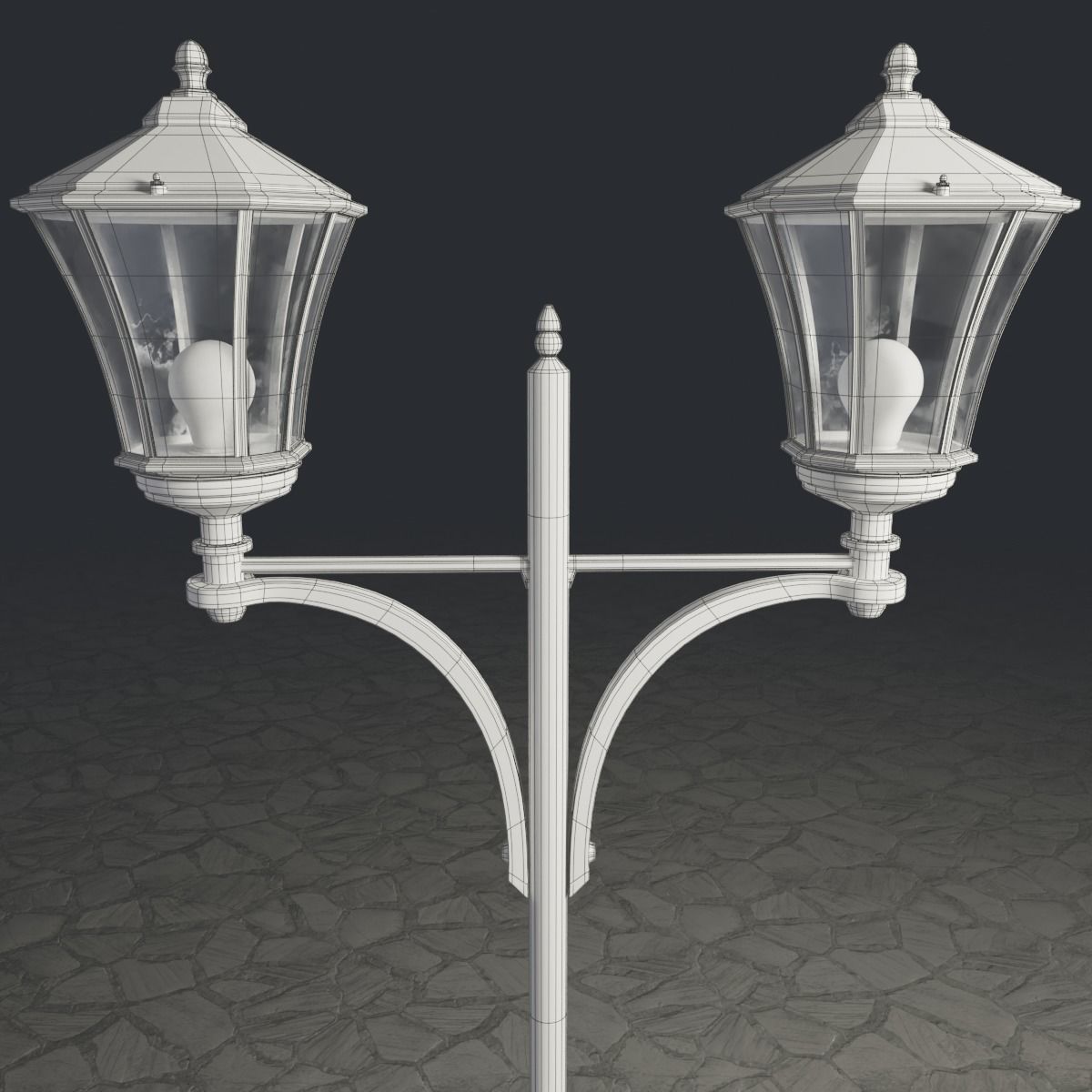 Standart Street Lamp whith double stand 3D model_6