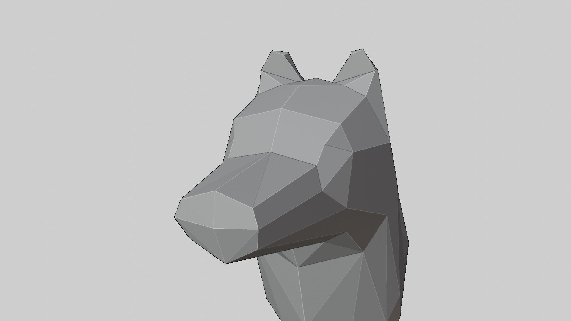 Low-Poly Wall Mounted Wolf Head 3D print model_7