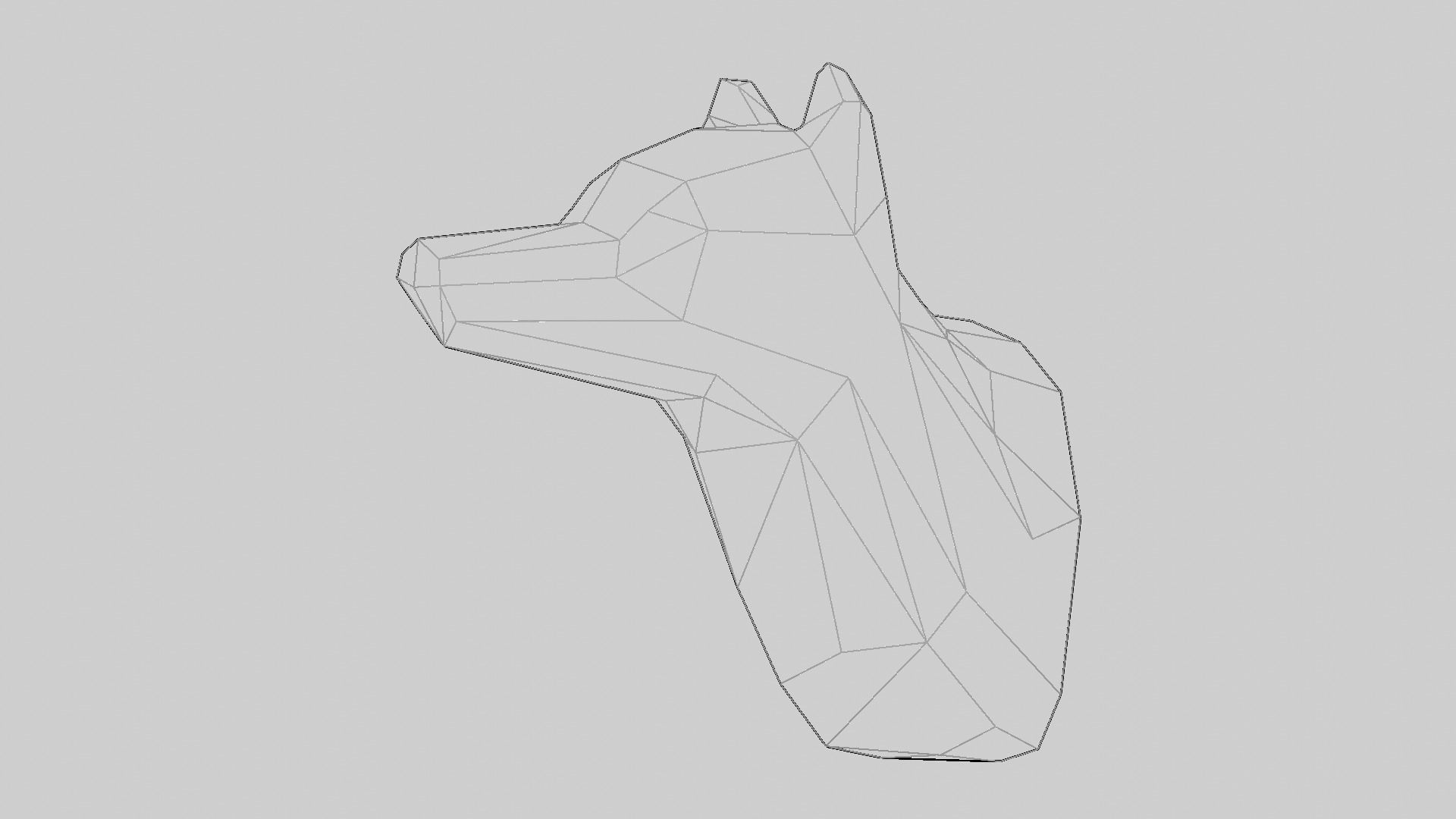 Low-Poly Wall Mounted Wolf Head 3D print model_18