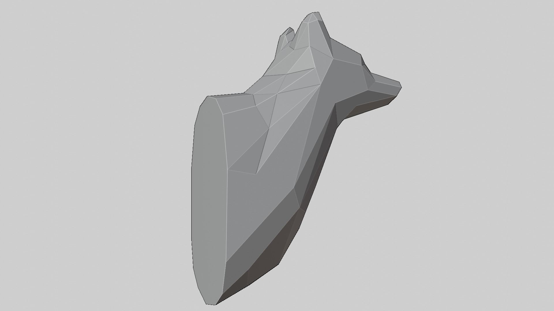 Low-Poly Wall Mounted Wolf Head 3D print model_9