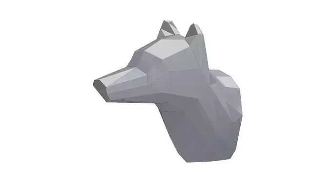 Low-Poly Wall Mounted Wolf Head 3D print model