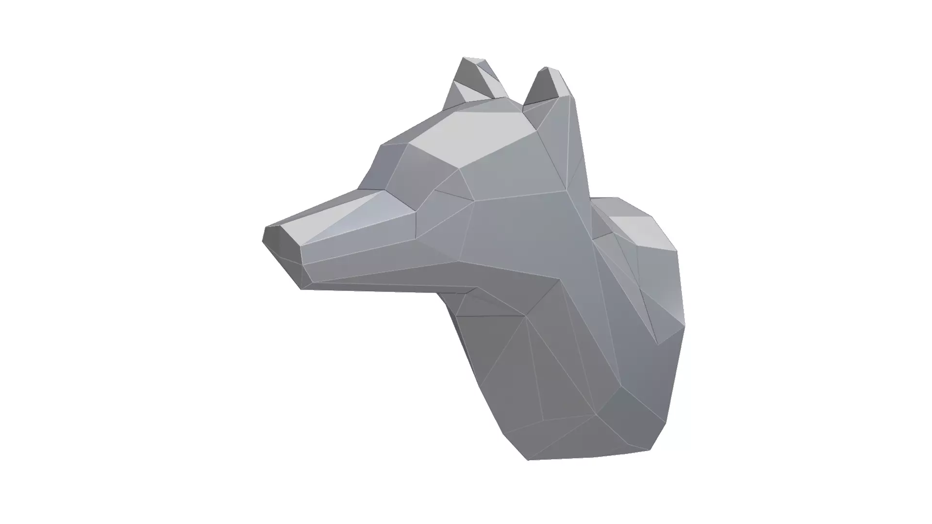 Low-Poly Wall Mounted Wolf Head 3D print model_0