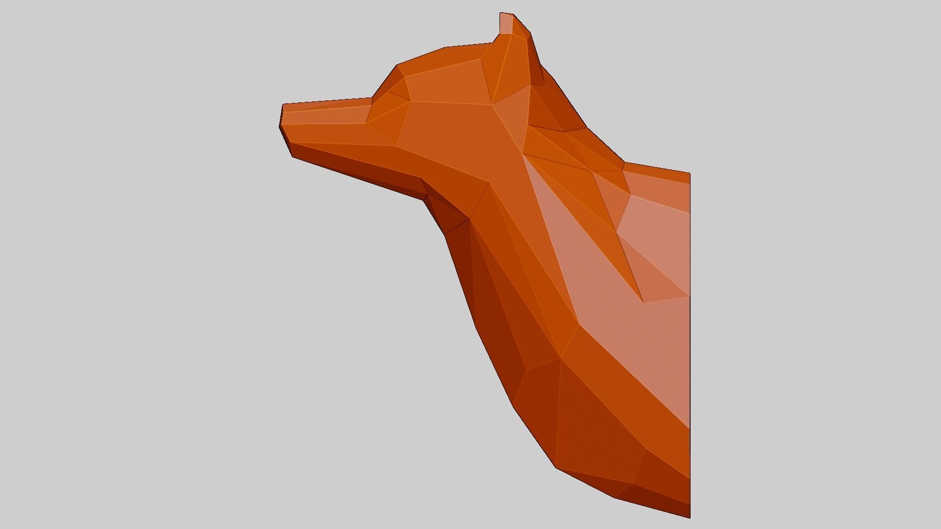Low-Poly Wall Mounted Wolf Head 3D print model_16