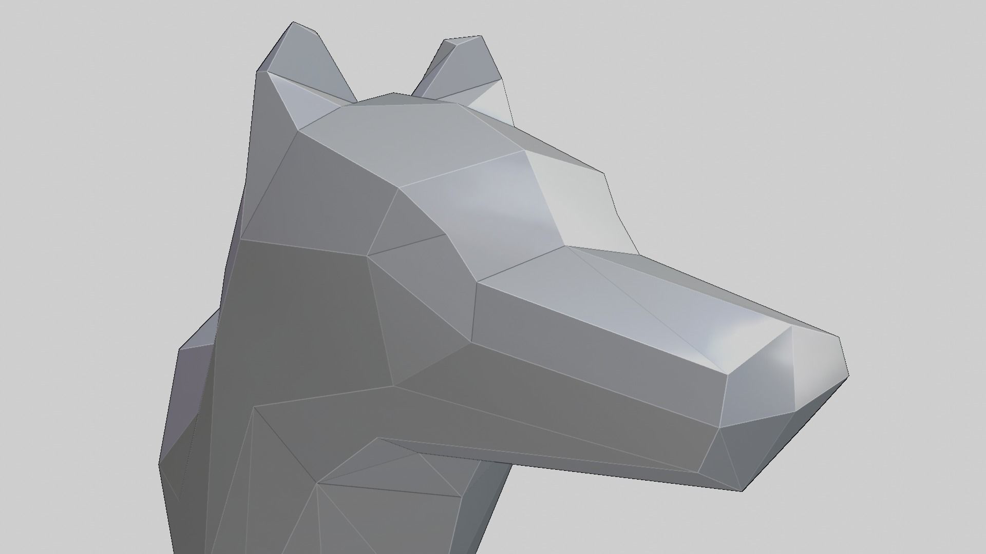 Low-Poly Wall Mounted Wolf Head 3D print model_2