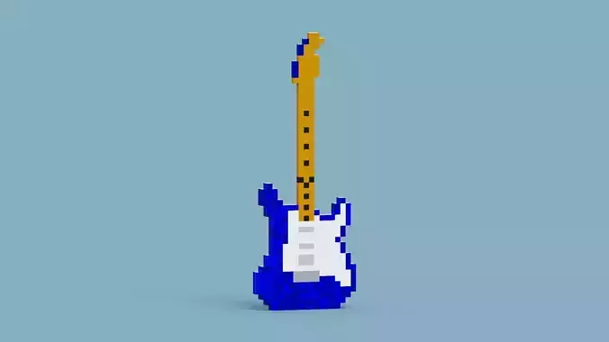 Blue Guitar Low-poly 3D model