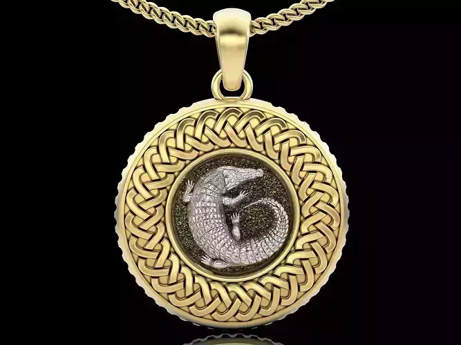 Crocodile pendant  gold printable jewelry 3D model