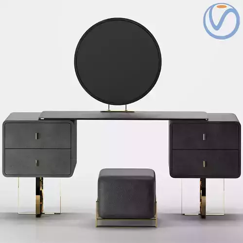 makeup dressing table with mirror and stool