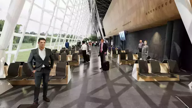 Airport terminal 3 scene file in Unreal engine 5 