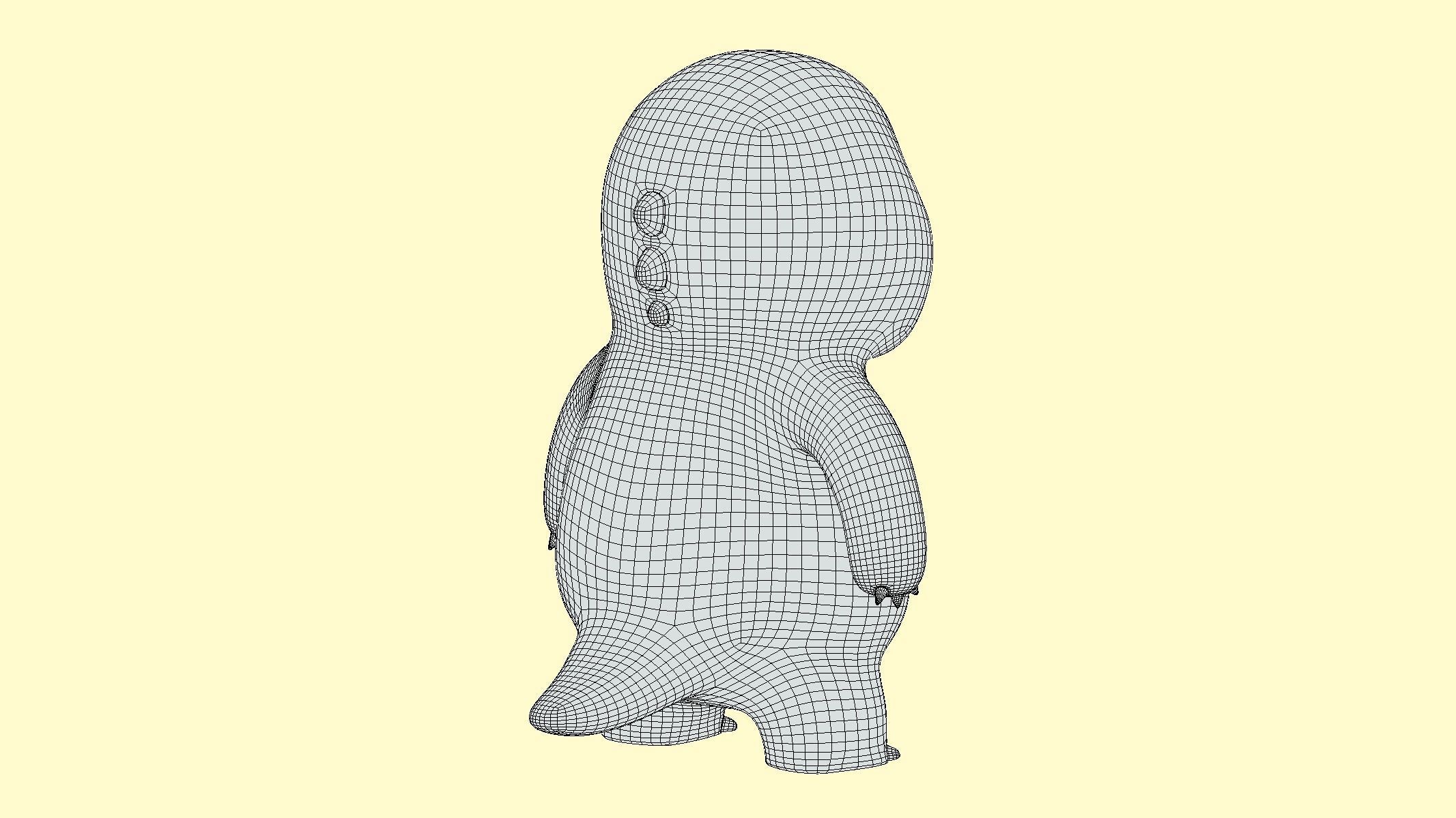 Chubby Yellow Dinosaur Cartoon Low Poly PBR Realistic Low-poly 3D model_4