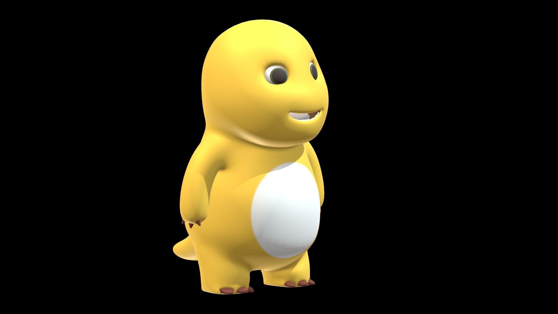 Chubby Yellow Dinosaur Cartoon Low Poly PBR Realistic Low-poly 3D model_2