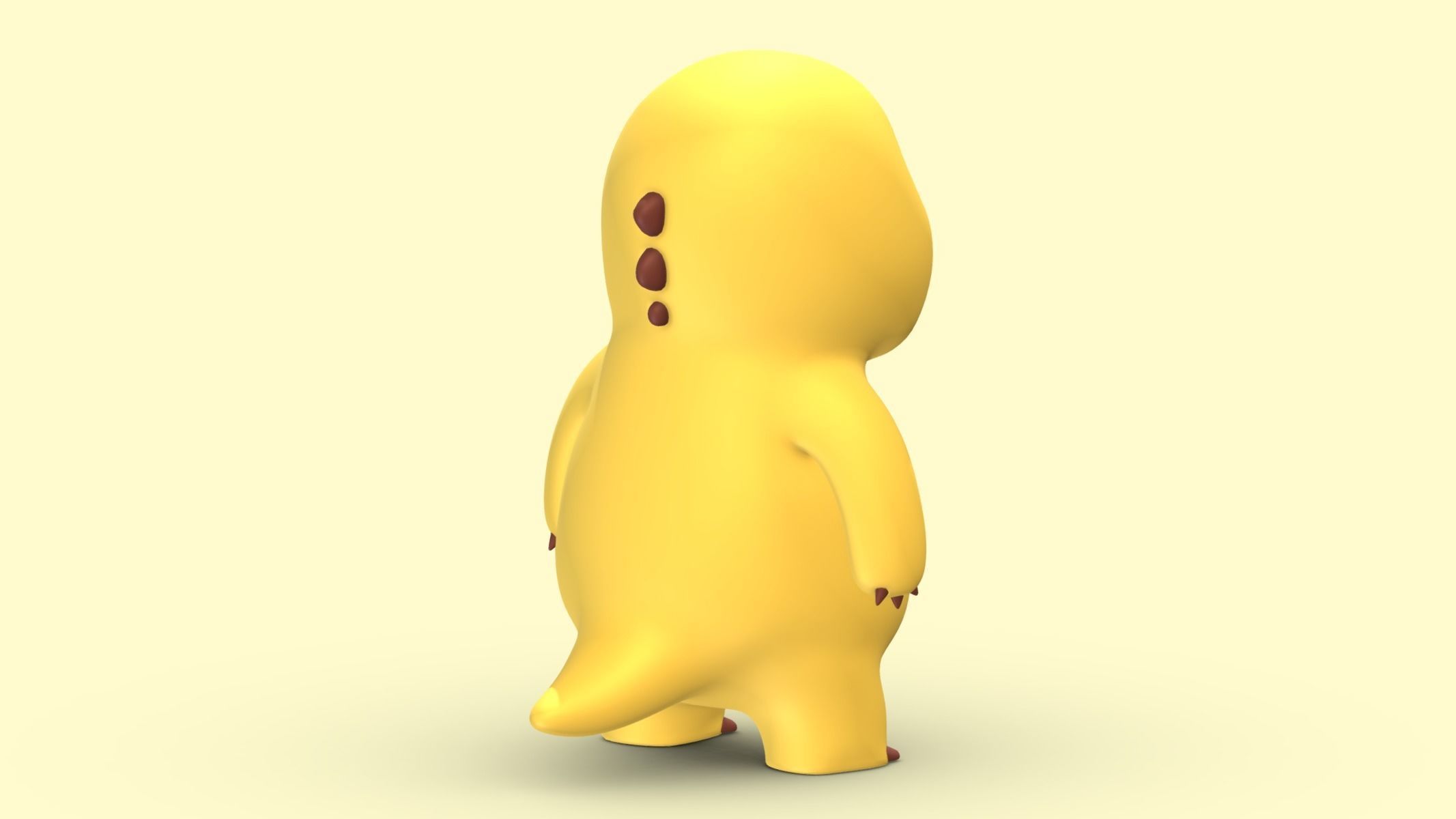 Chubby Yellow Dinosaur Cartoon Low Poly PBR Realistic Low-poly 3D model_3