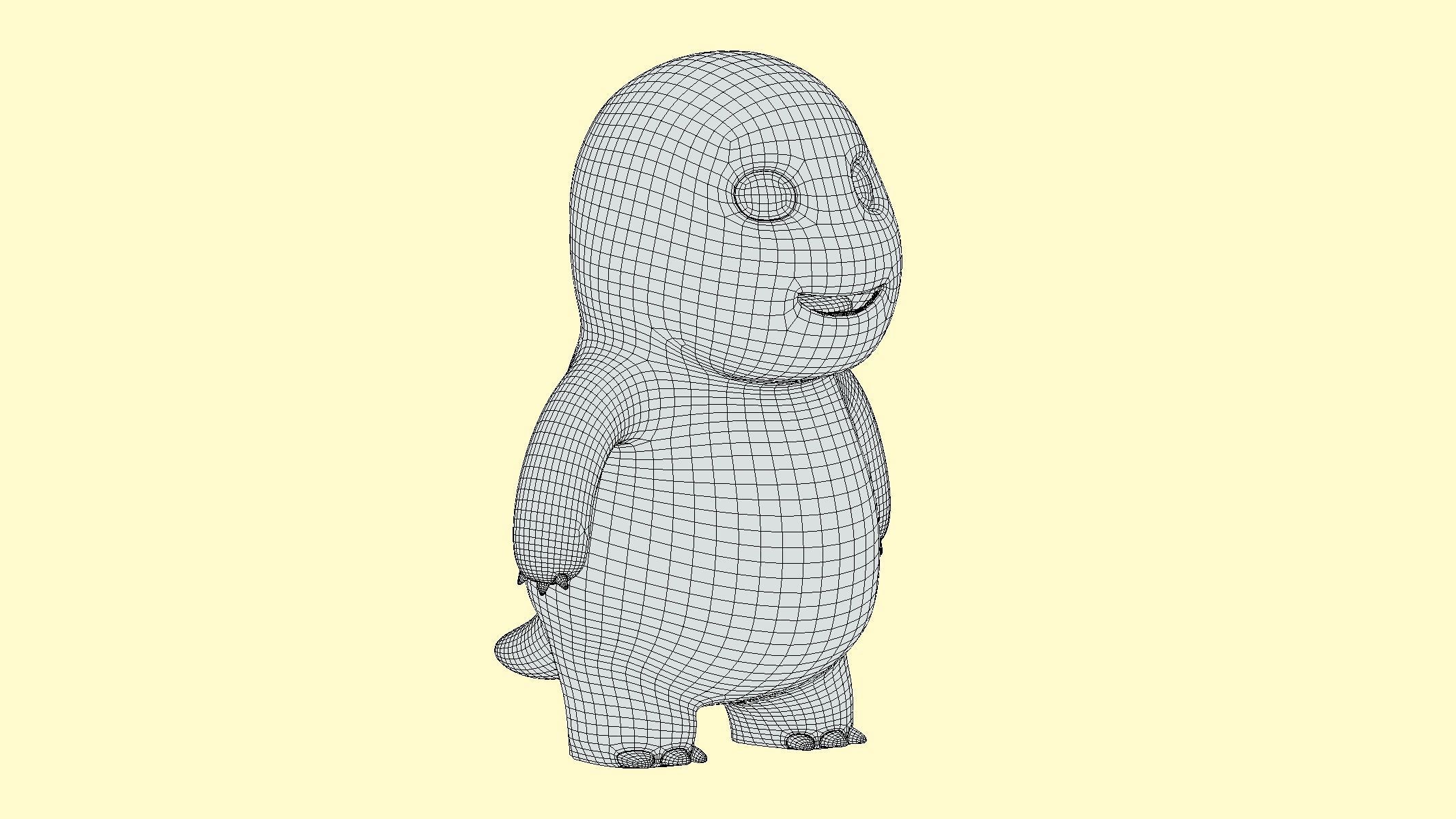 Chubby Yellow Dinosaur Cartoon Low Poly PBR Realistic Low-poly 3D model_1