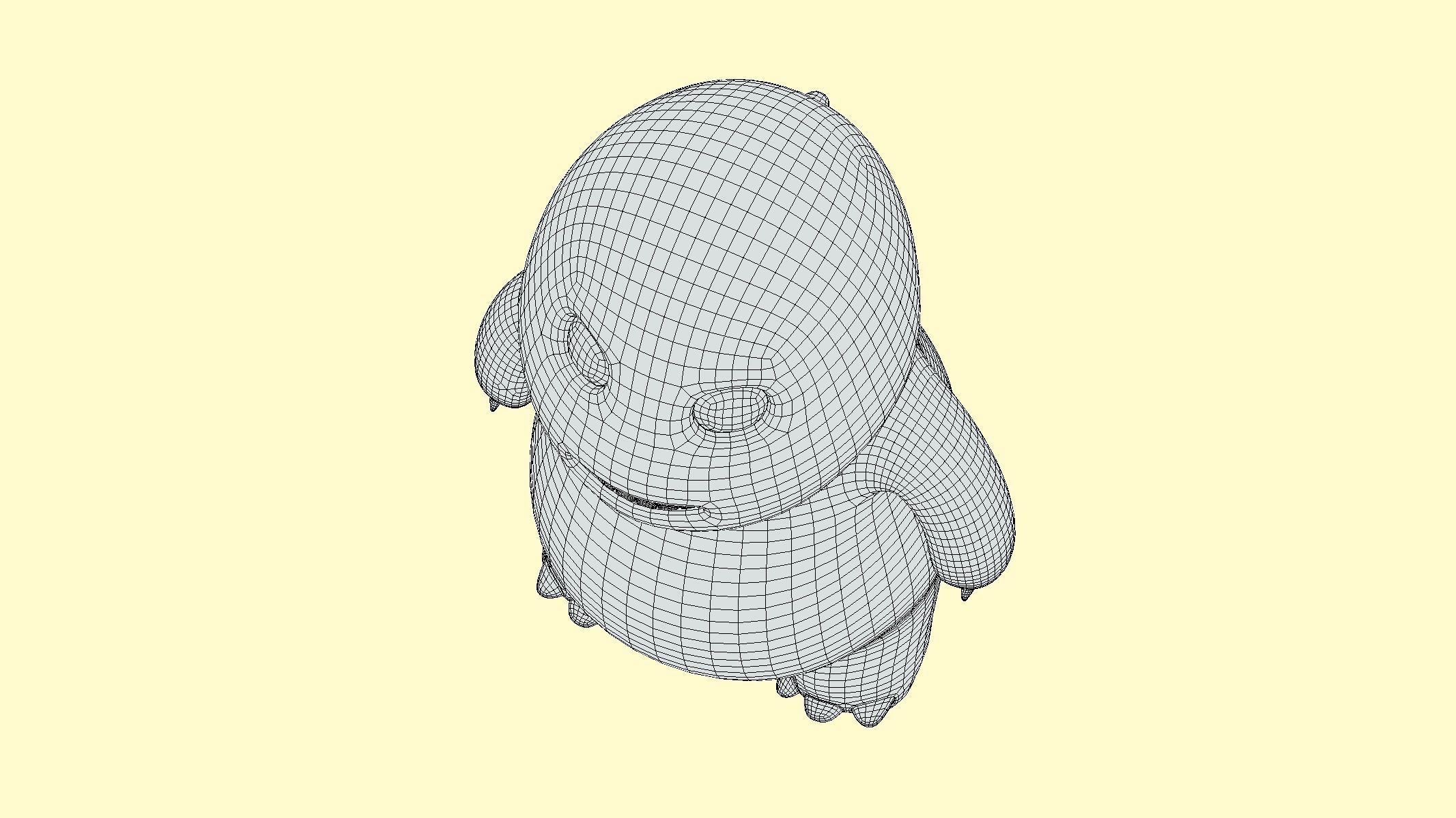 Chubby Yellow Dinosaur Cartoon Low Poly PBR Realistic Low-poly 3D model_7