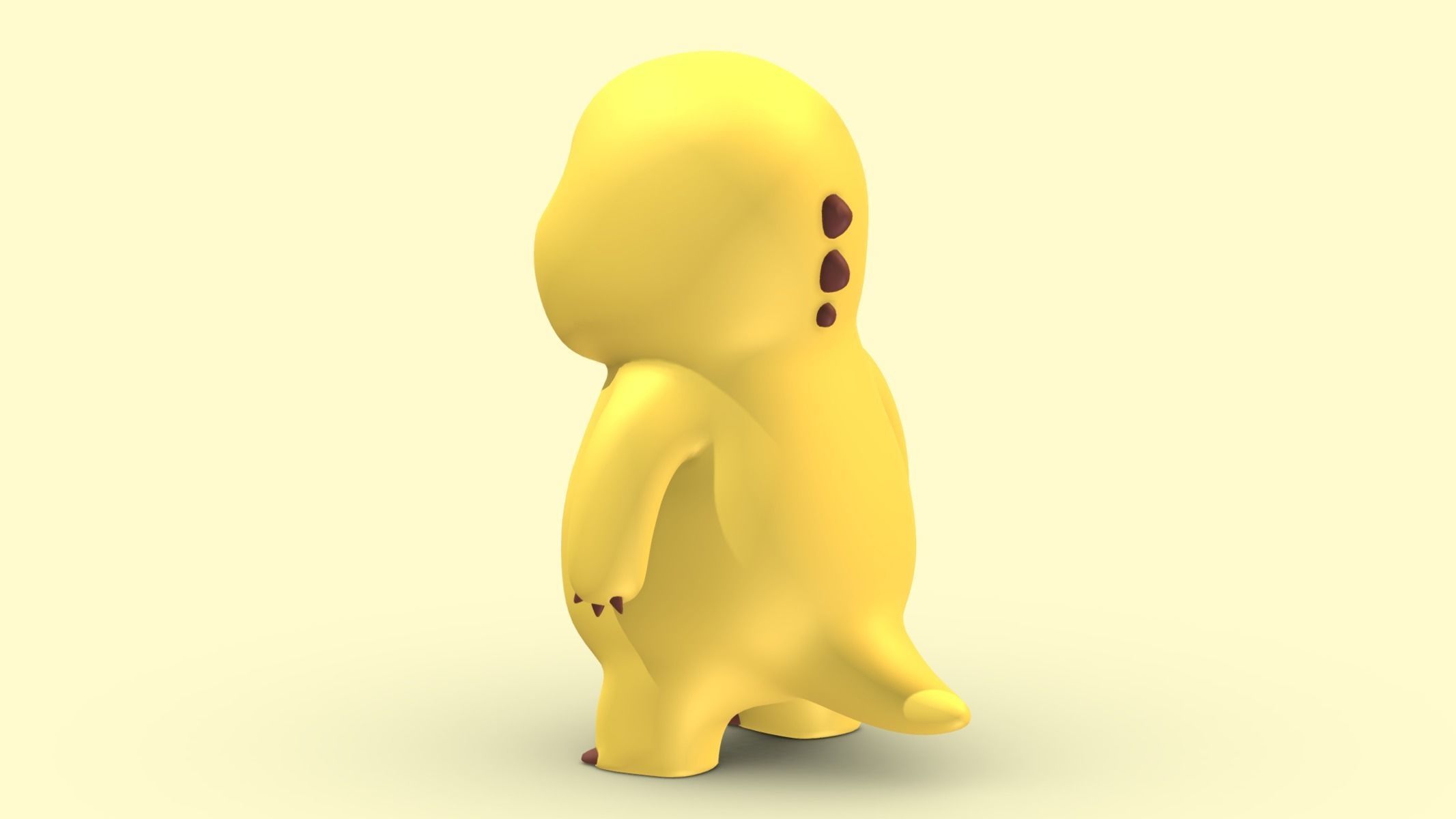 Chubby Yellow Dinosaur Cartoon Low Poly PBR Realistic Low-poly 3D model_5