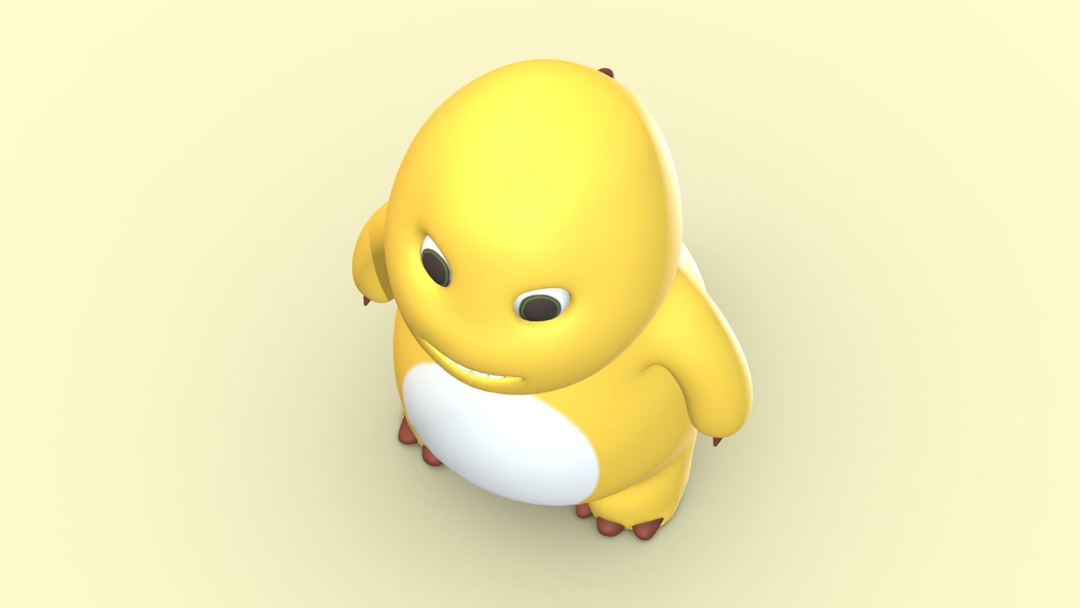 Chubby Yellow Dinosaur Cartoon Low Poly PBR Realistic Low-poly 3D model_6