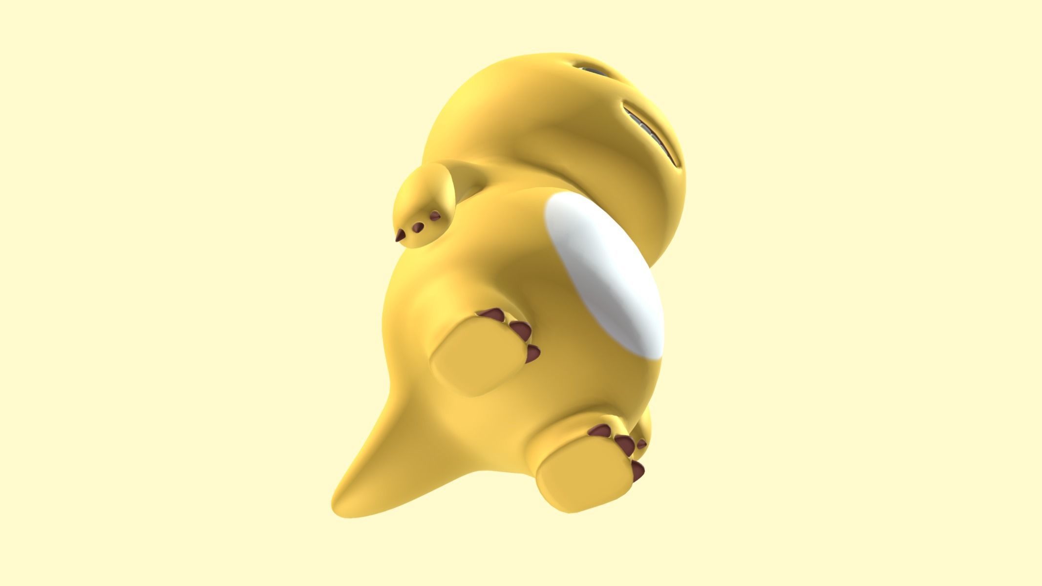 Chubby Yellow Dinosaur Cartoon Low Poly PBR Realistic Low-poly 3D model_8