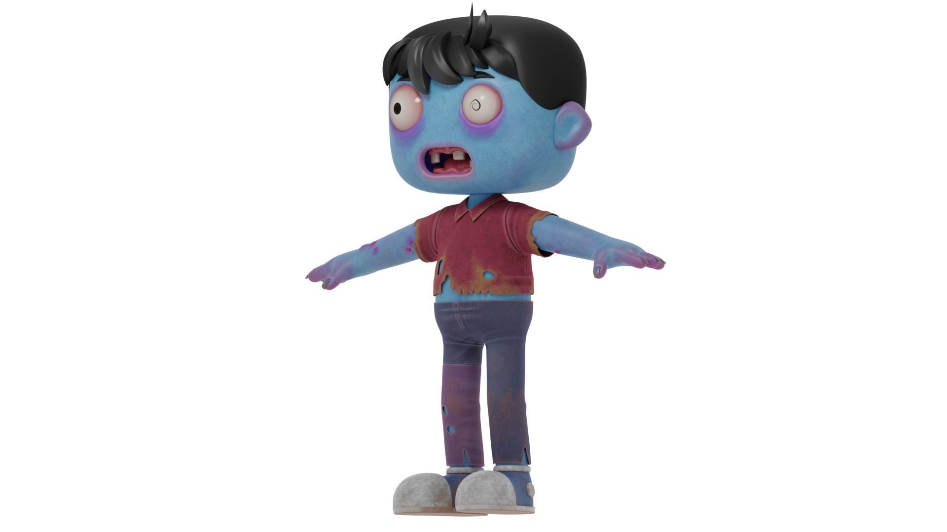 Cartoon Male Zombie Low-poly 3D model_16