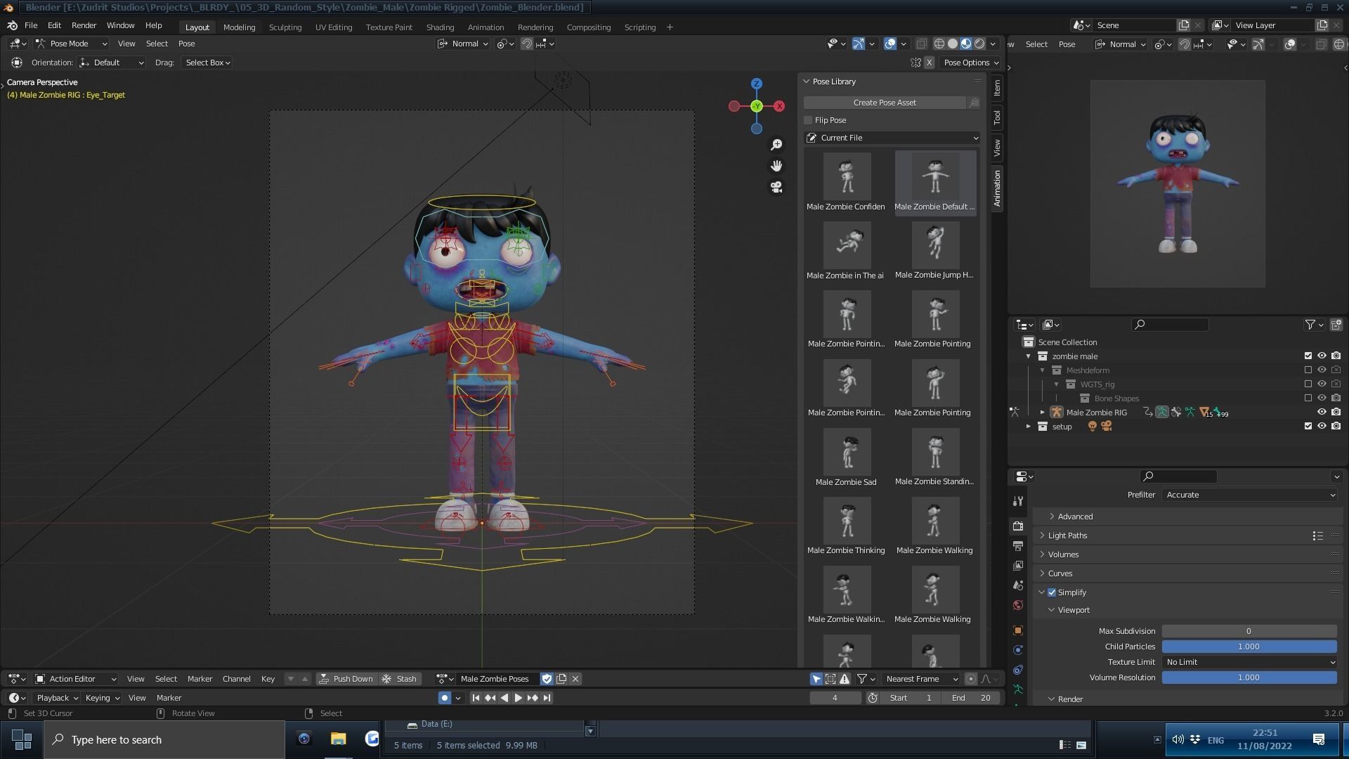 Cartoon Male Zombie Low-poly 3D model_5