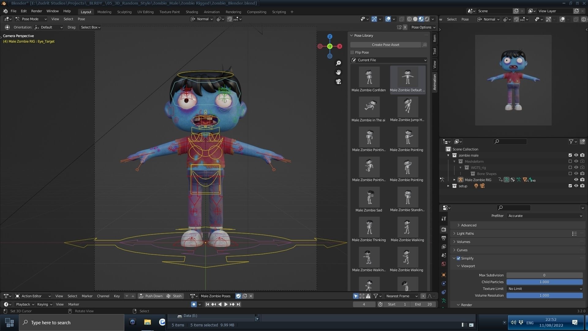 Cartoon Male Zombie Low-poly 3D model_11