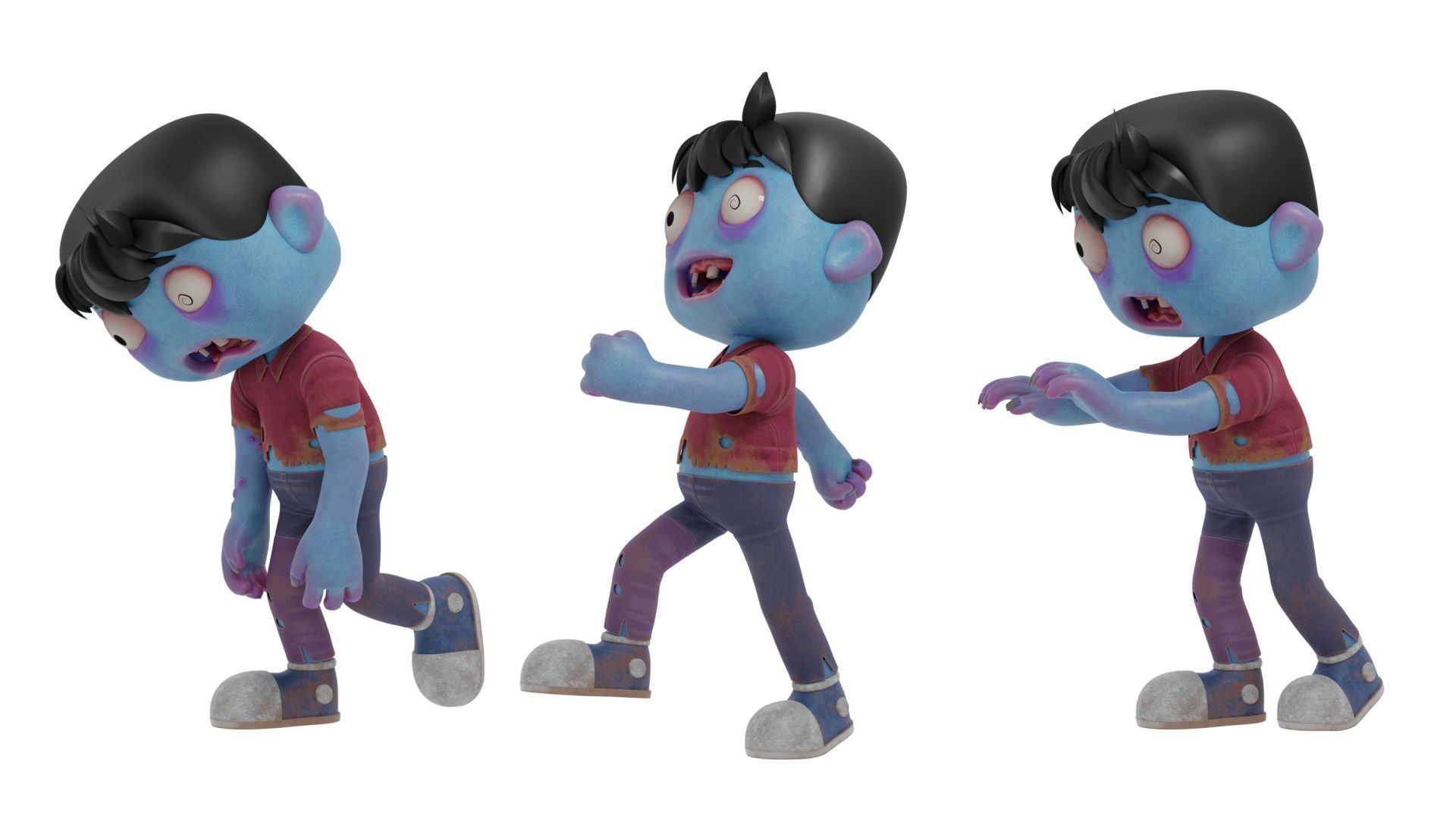 Cartoon Male Zombie Low-poly 3D model_9