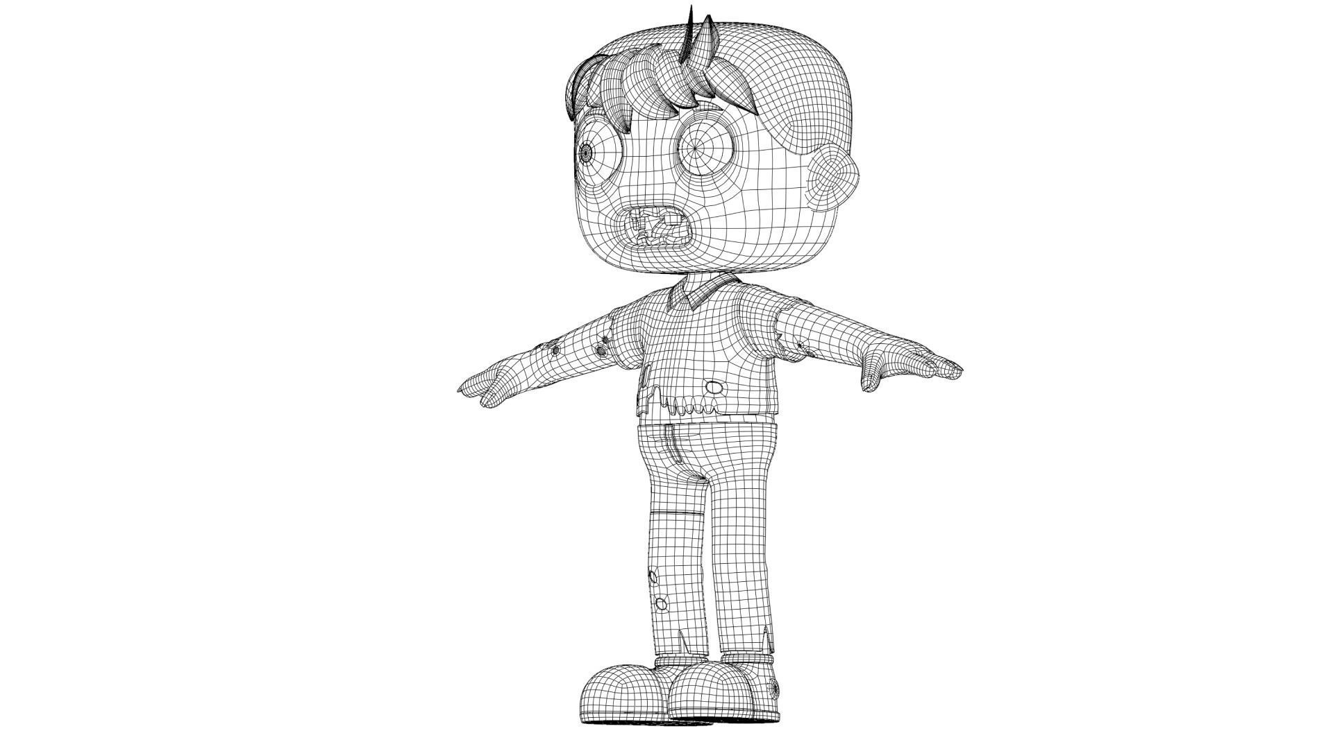 Cartoon Male Zombie Low-poly 3D model_21