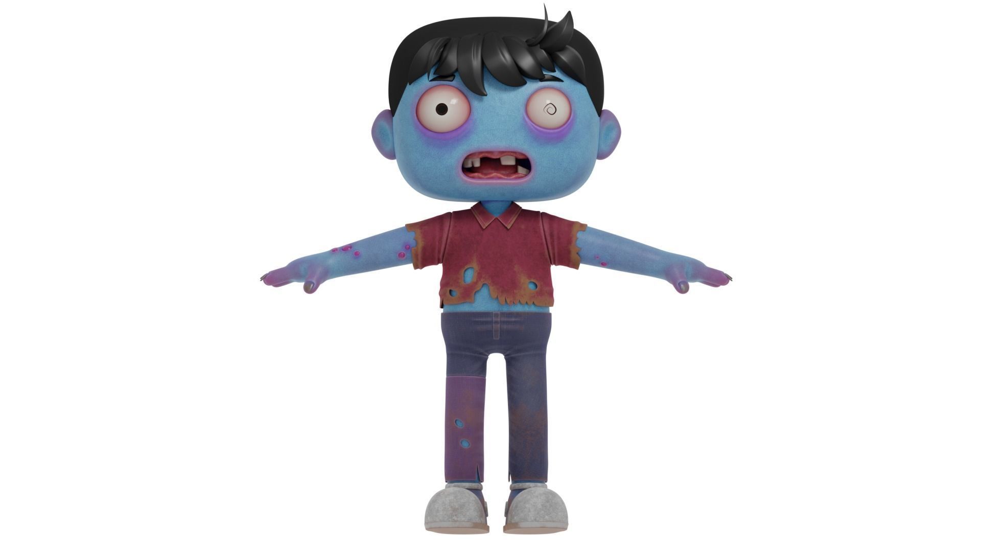 Cartoon Male Zombie Low-poly 3D model_15