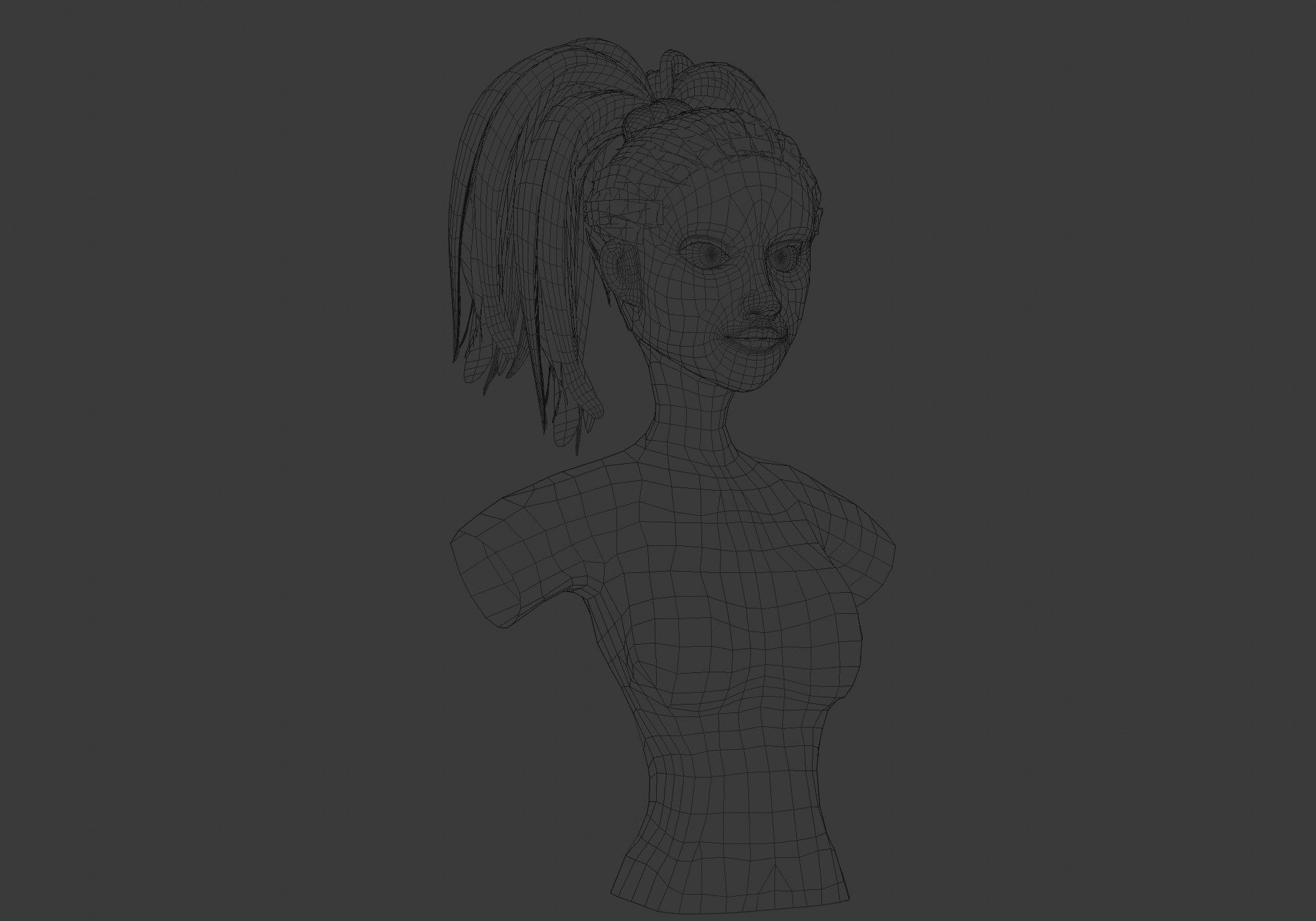 Up Pigtail Hairstyle  3D model_6