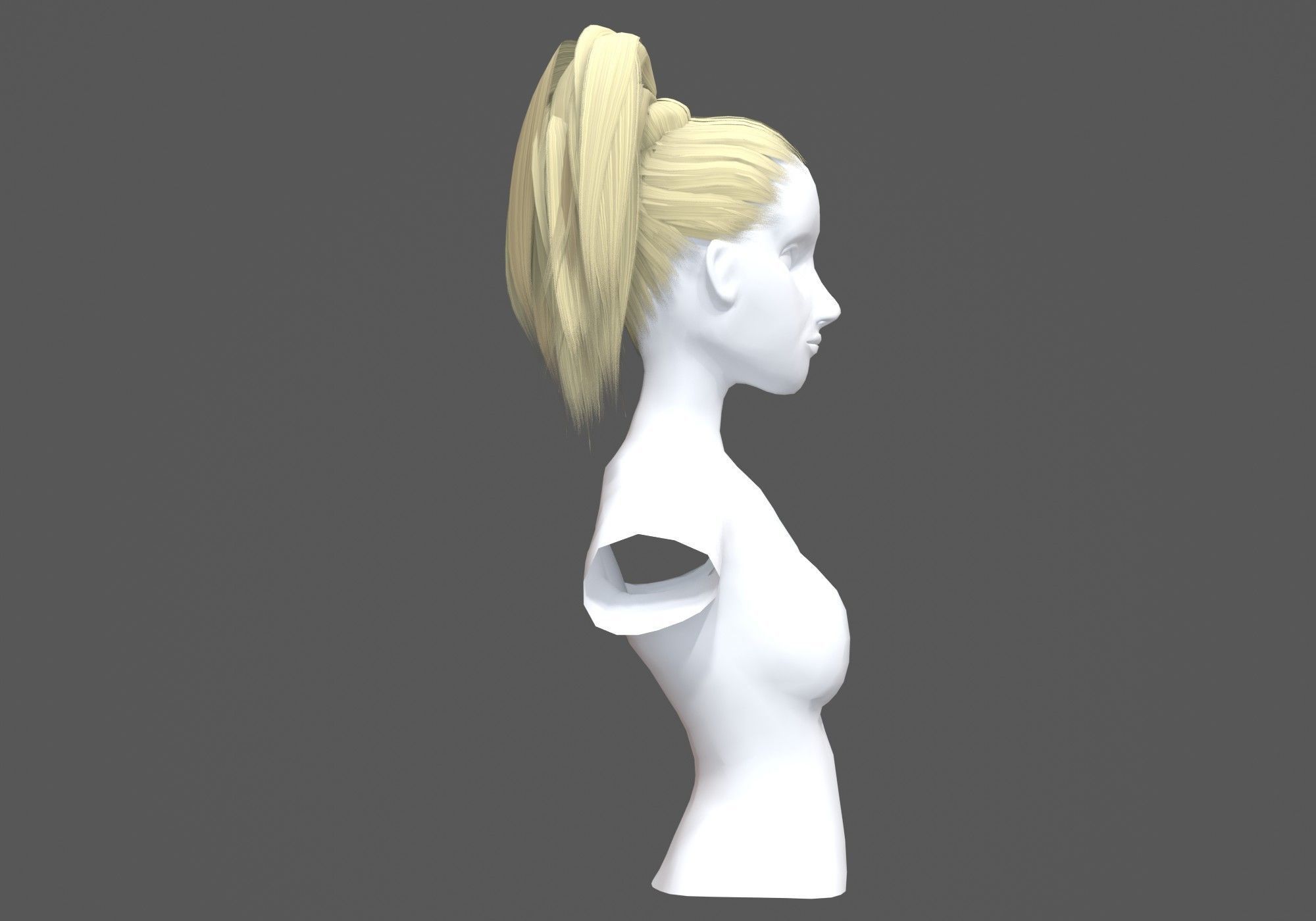 Up Pigtail Hairstyle  3D model_2