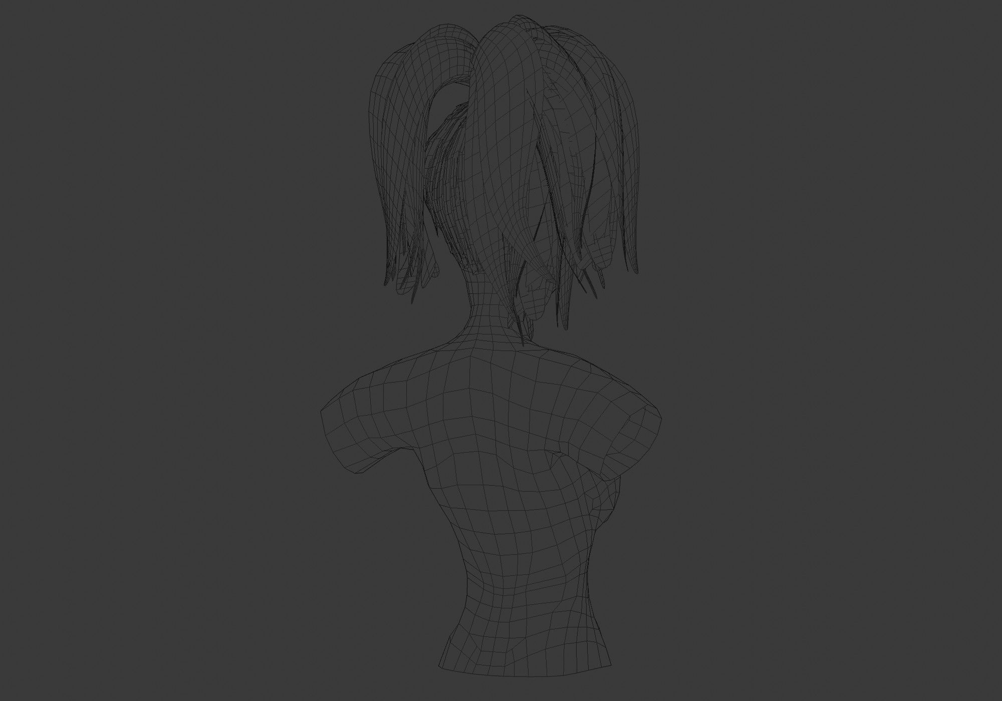 Up Pigtail Hairstyle  3D model_8