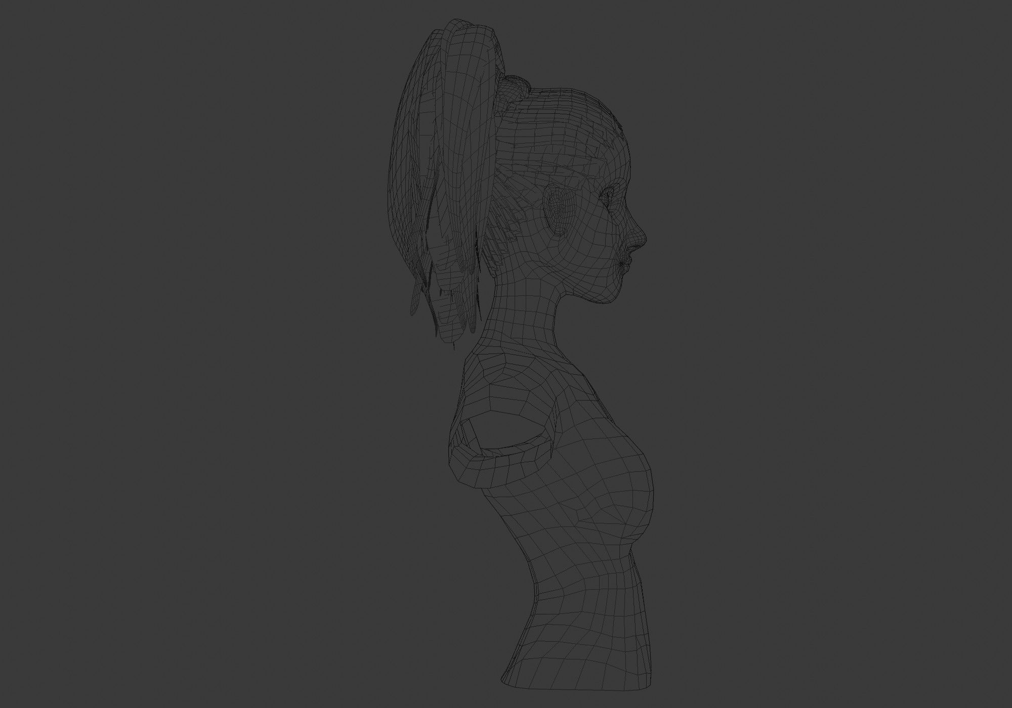 Up Pigtail Hairstyle  3D model_7