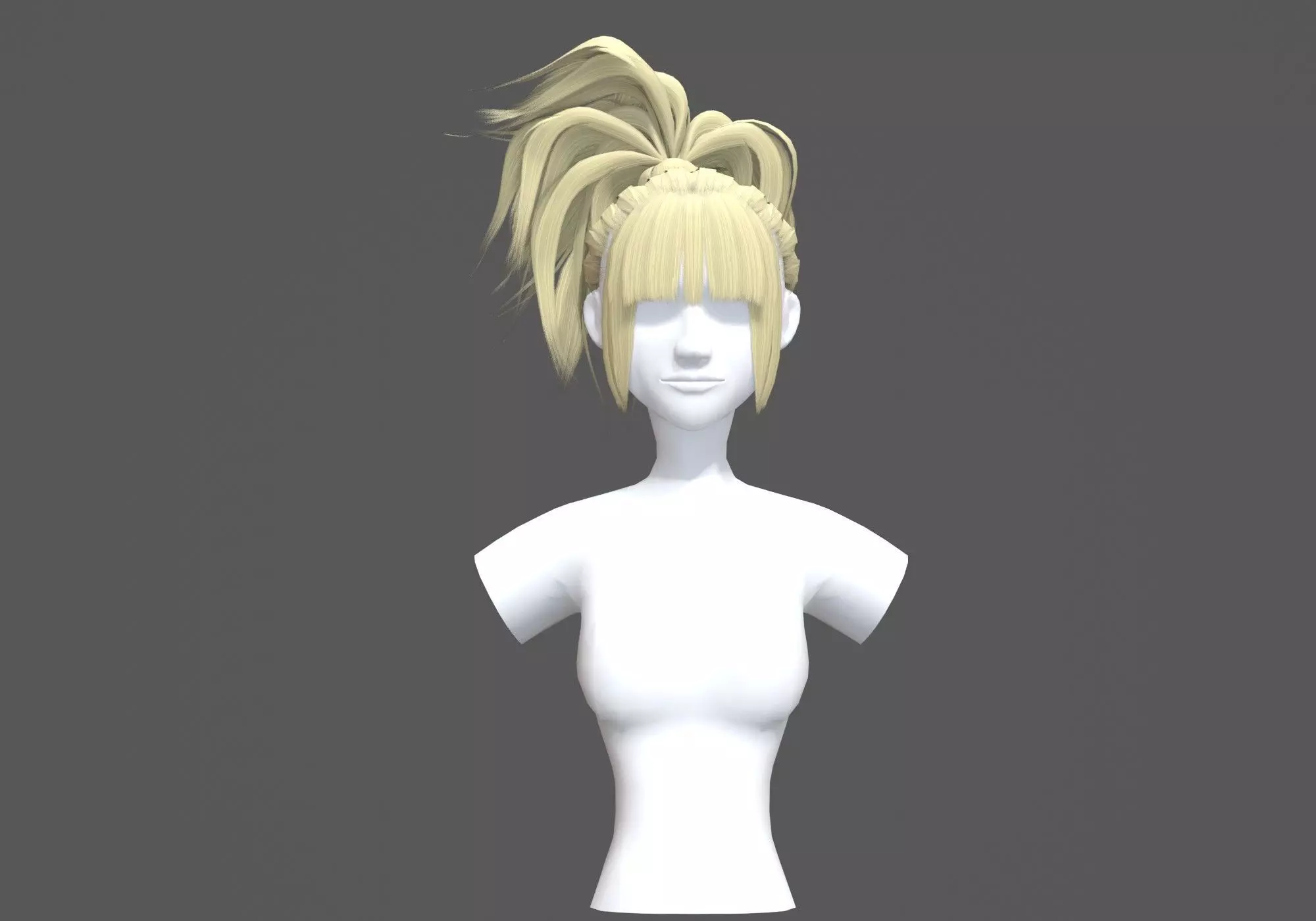 Tousled Female Hairstyle 3D model_0