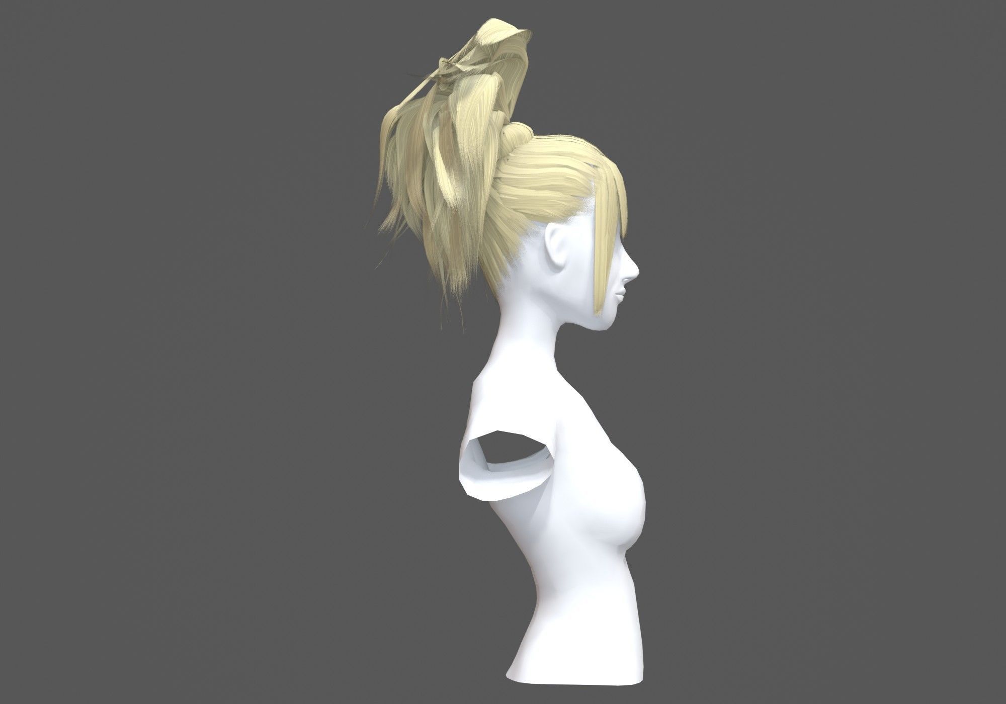 Tousled Female Hairstyle 3D model_2