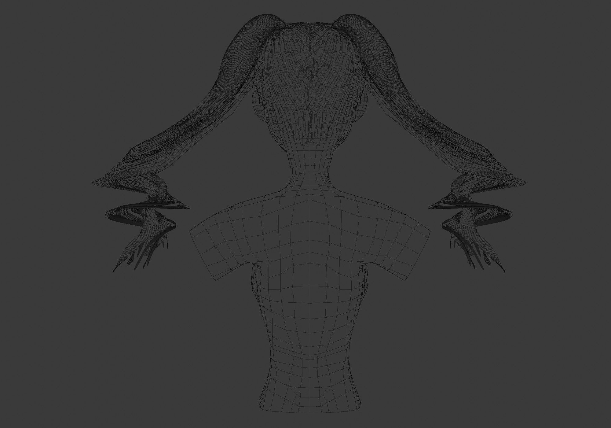 Swirled Long Hairstyle 3D model_9