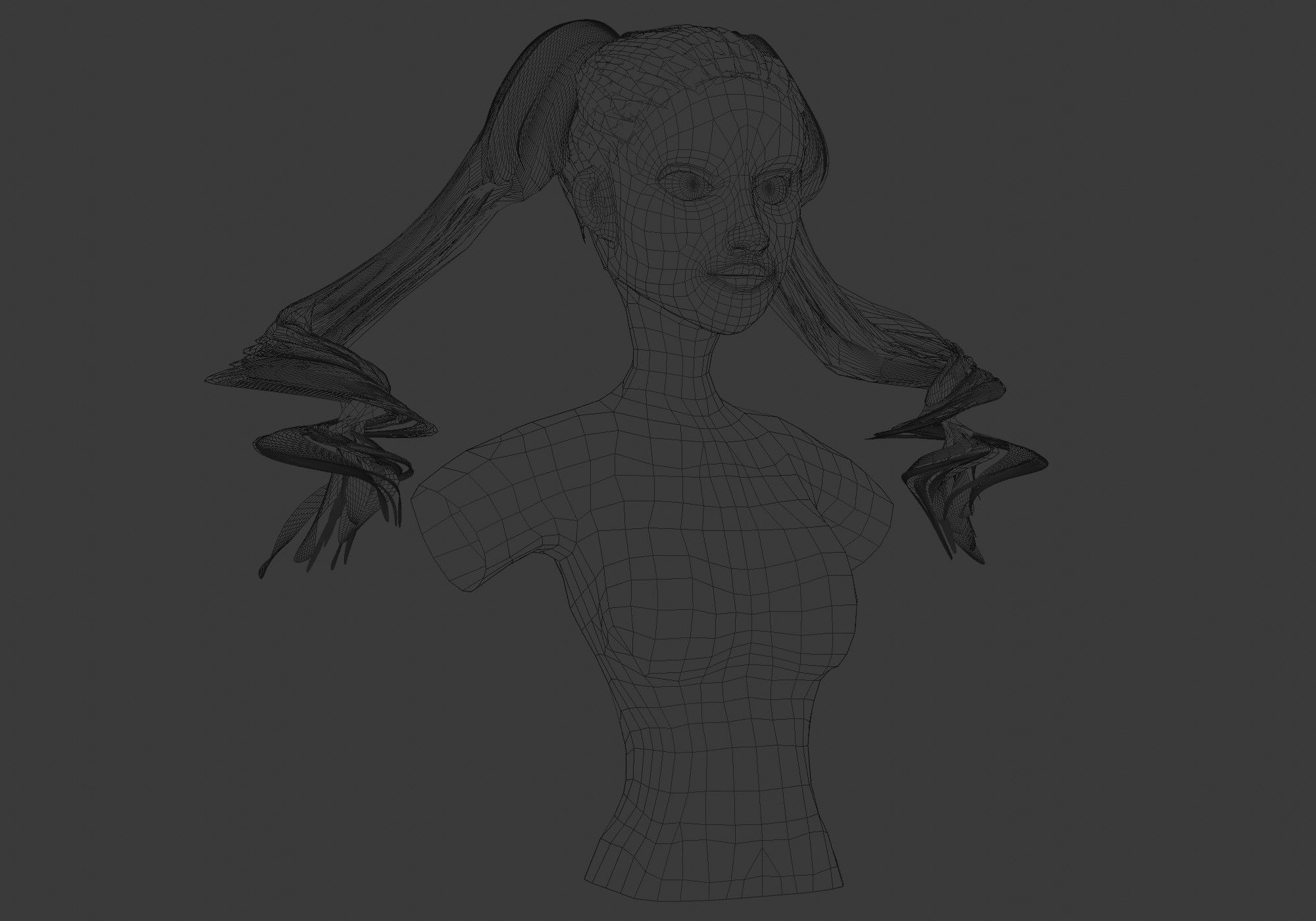 Swirled Long Hairstyle 3D model_6