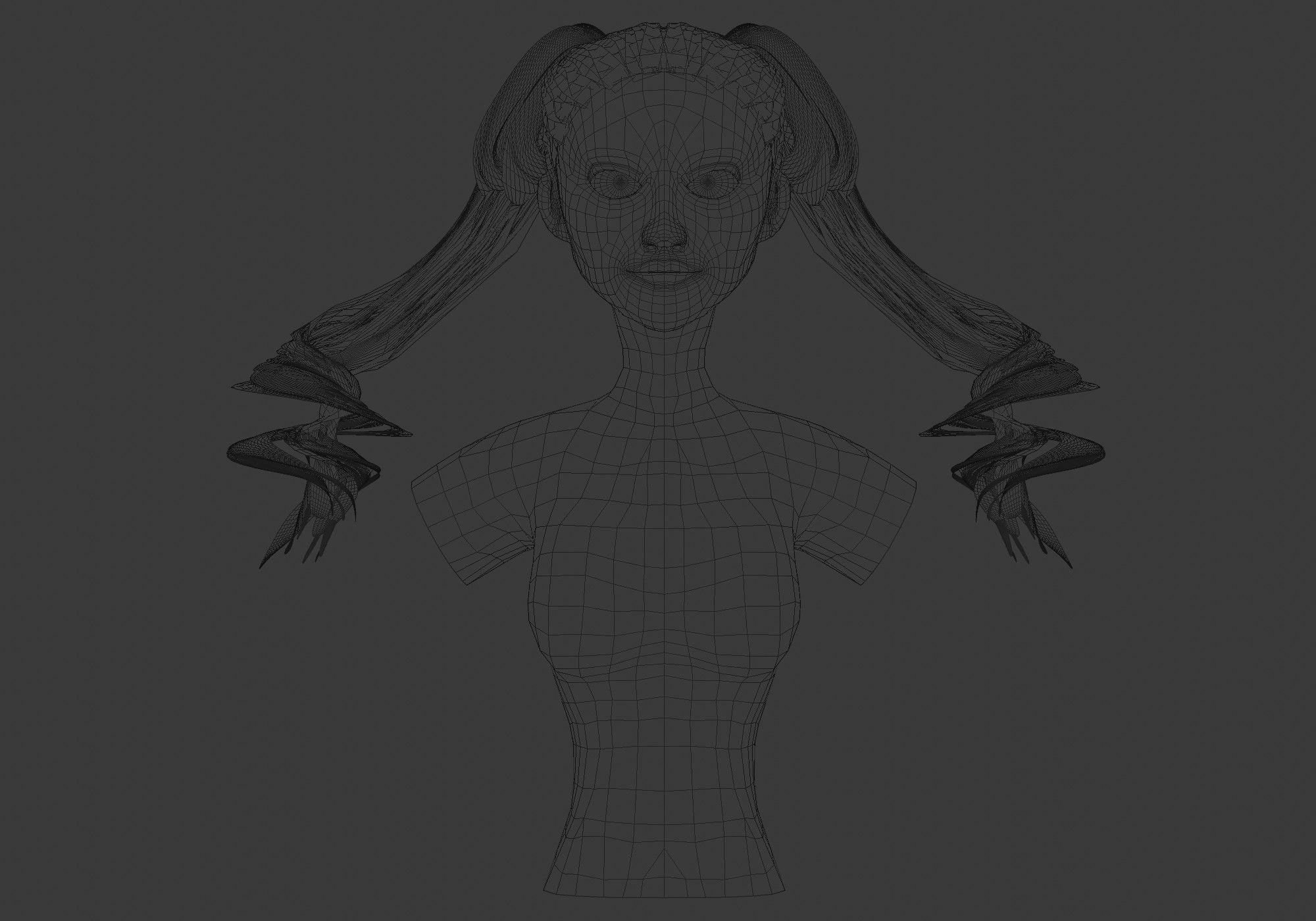 Swirled Long Hairstyle 3D model_5