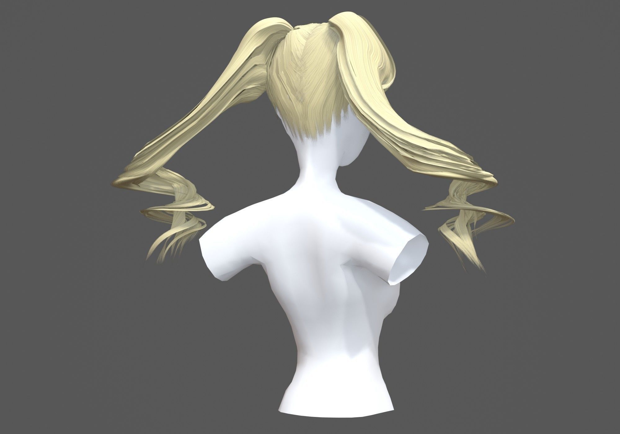 Swirled Long Hairstyle 3D model_3