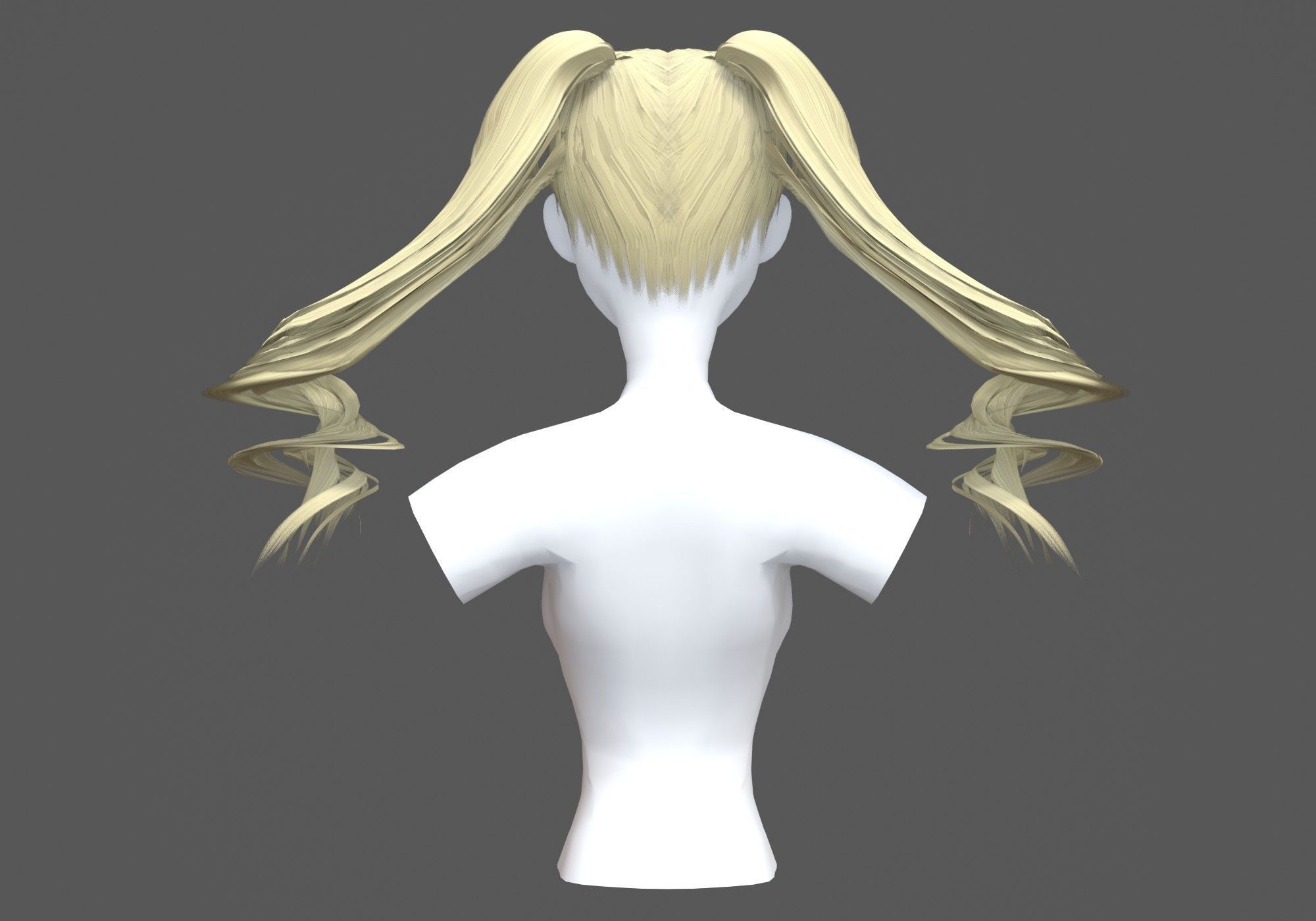 Swirled Long Hairstyle 3D model_4
